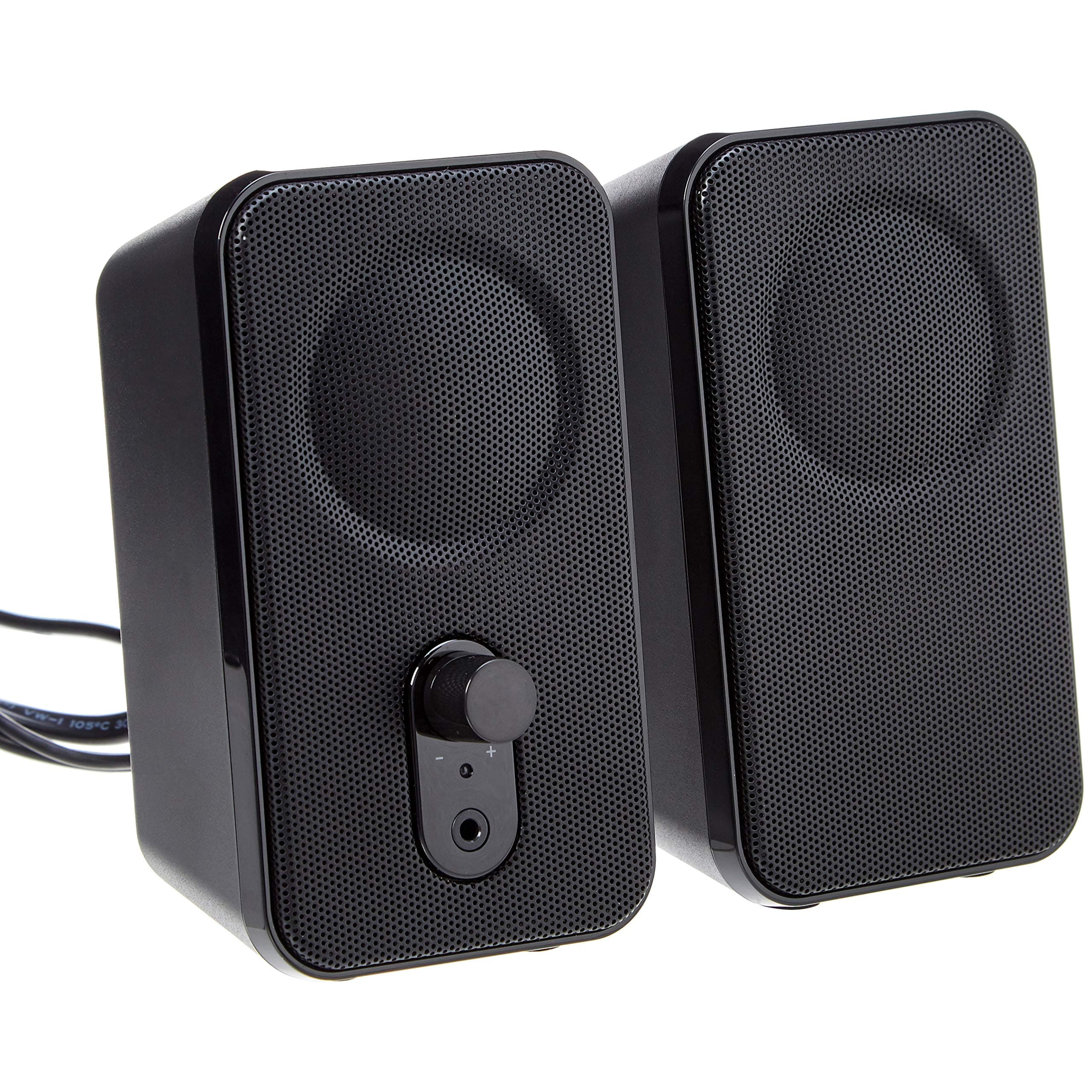 AC-Powered Computer Speakers for Desktop or Laptop PC with Volume Control, Headphone Jack, Black (US Version)