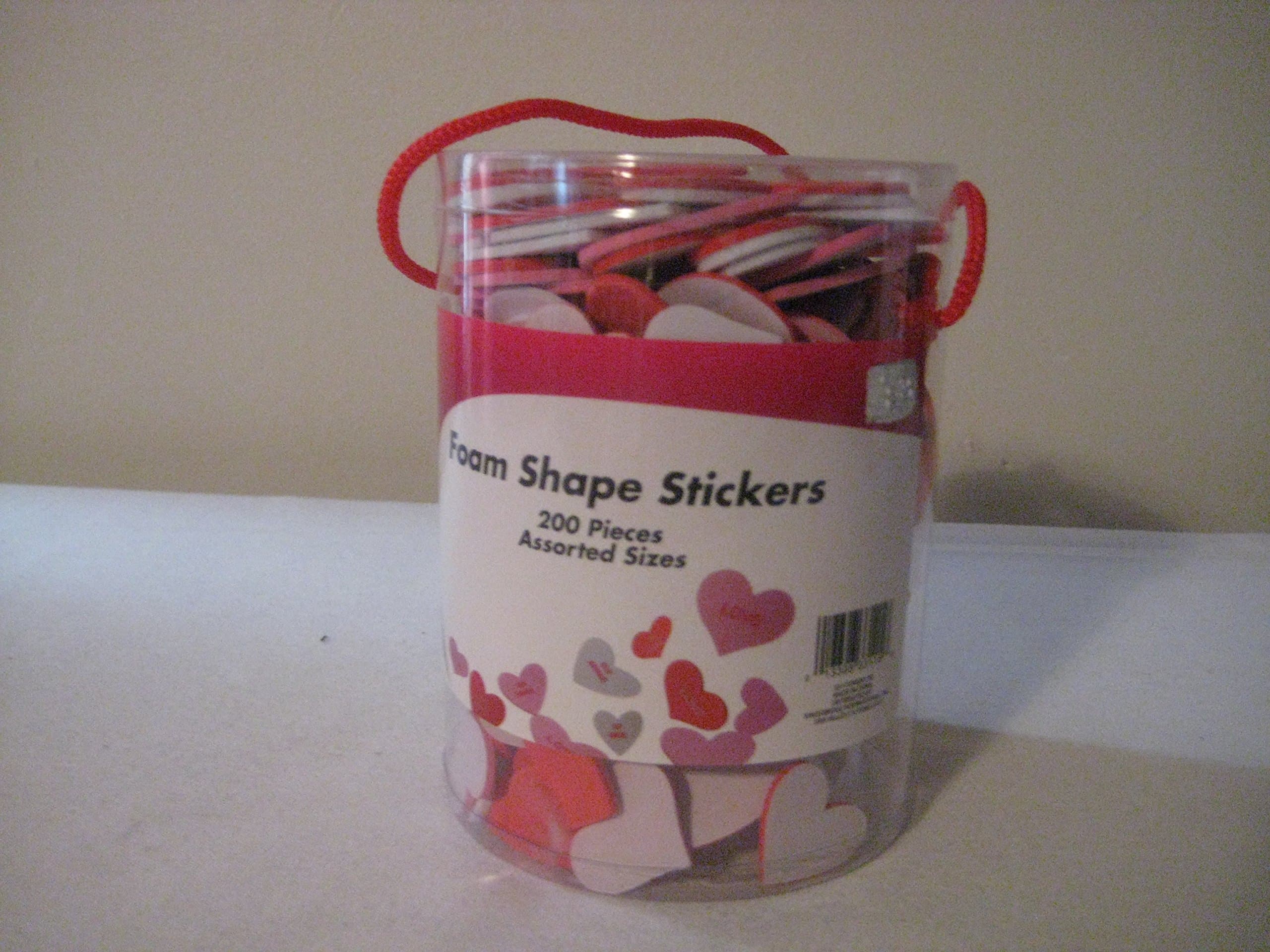 Red Foam Heart Stickers Assorted Sizes, Printed Messages, Pink