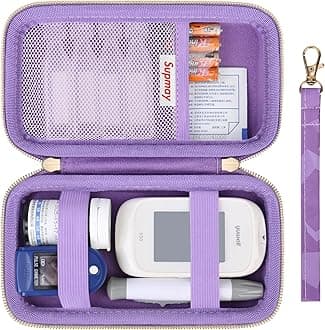 Diabetic Supplies Hard Case Diabetic Supply Organizer Bag Carrying Case for Diabetes Testing Kit Blood Glucose Monitor with Blood Sugar Glucometer Test Strips Lancing Device Lancets,Purple Cube