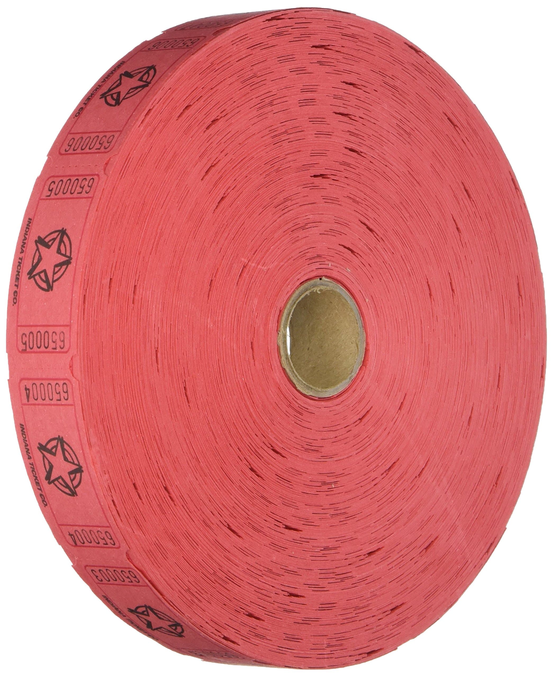 1 X 2000 Red Star Single Roll Consecutively Numbered Raffle Tickets