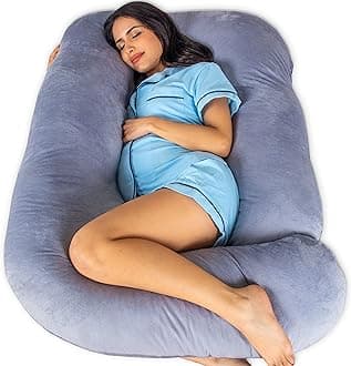 Pharmedoc Pregnancy Pillows, U-Shape Full Body Pillow -Removable Cover Jumbo Size - Grey - Pregnancy Pillows for Sleeping - Body Pillows for Adults, Maternity Pillow and Pregnancy Must Haves