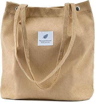 Corduroy Tote Bag Cute Tote Bags for Women Shoulder Bag with Inner Pocket for Work Beach Travel and Shopping Grocery
