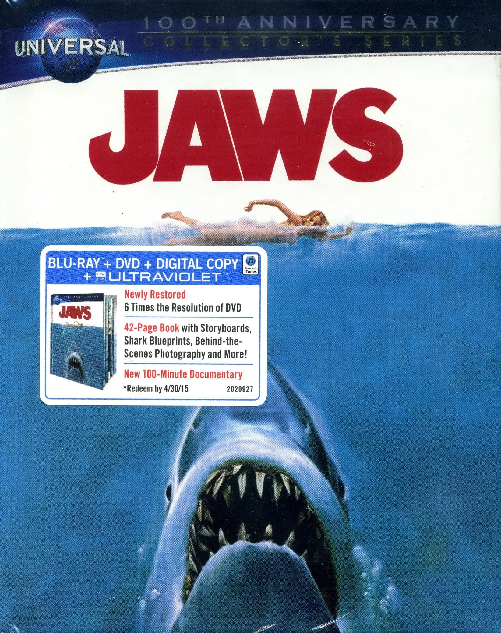 Jaws (Universal 100th Anniversary DigiBook Edition) [Blu-ray + DVD + Digital Copy + UltraViolet]