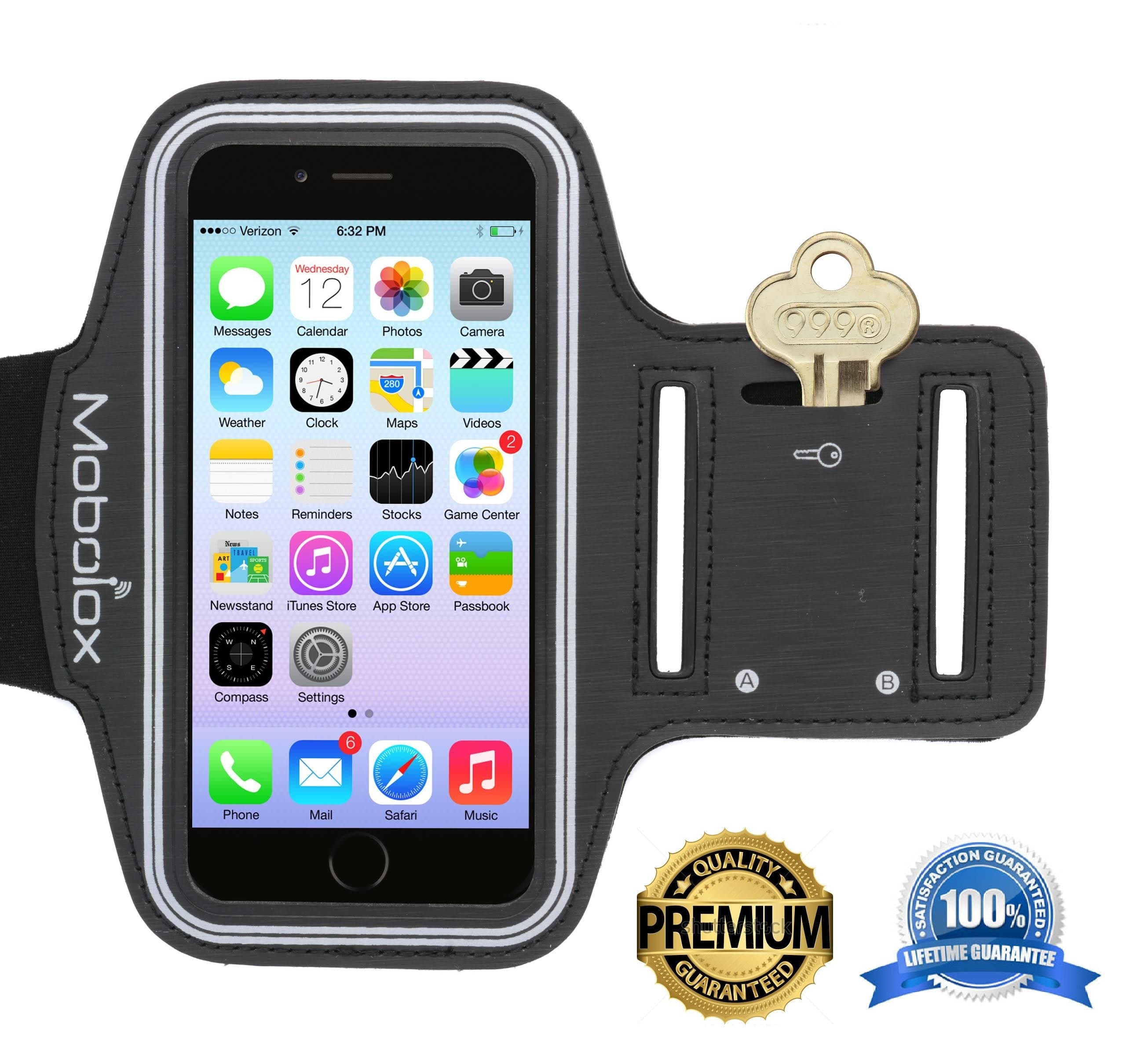 MOBOLOX M6 Armband - for iPhone 6/6s - Premium Material and Stitching - Reflective, Sweat Resistant Padding, Light Weight - Free Armband Extender ($4.99 Value) +Screen Protector