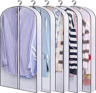 SLEEPING LAMB 40" Clear Garment Bags for Hanging Clothes Storage 4" Gusseted Suit Bags for Closet Storage Coat Cover for Shirts, Sweaters, Jackets (5 Packs)