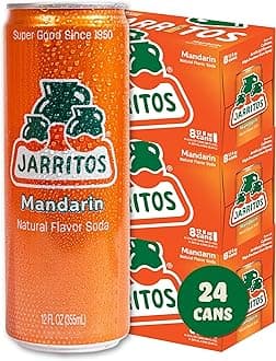 Jarritos Mandarin Soda, 24 Pack of 12 oz Cans, Authentic Mexican Soft Drink, Refreshing Mandarin Flavor