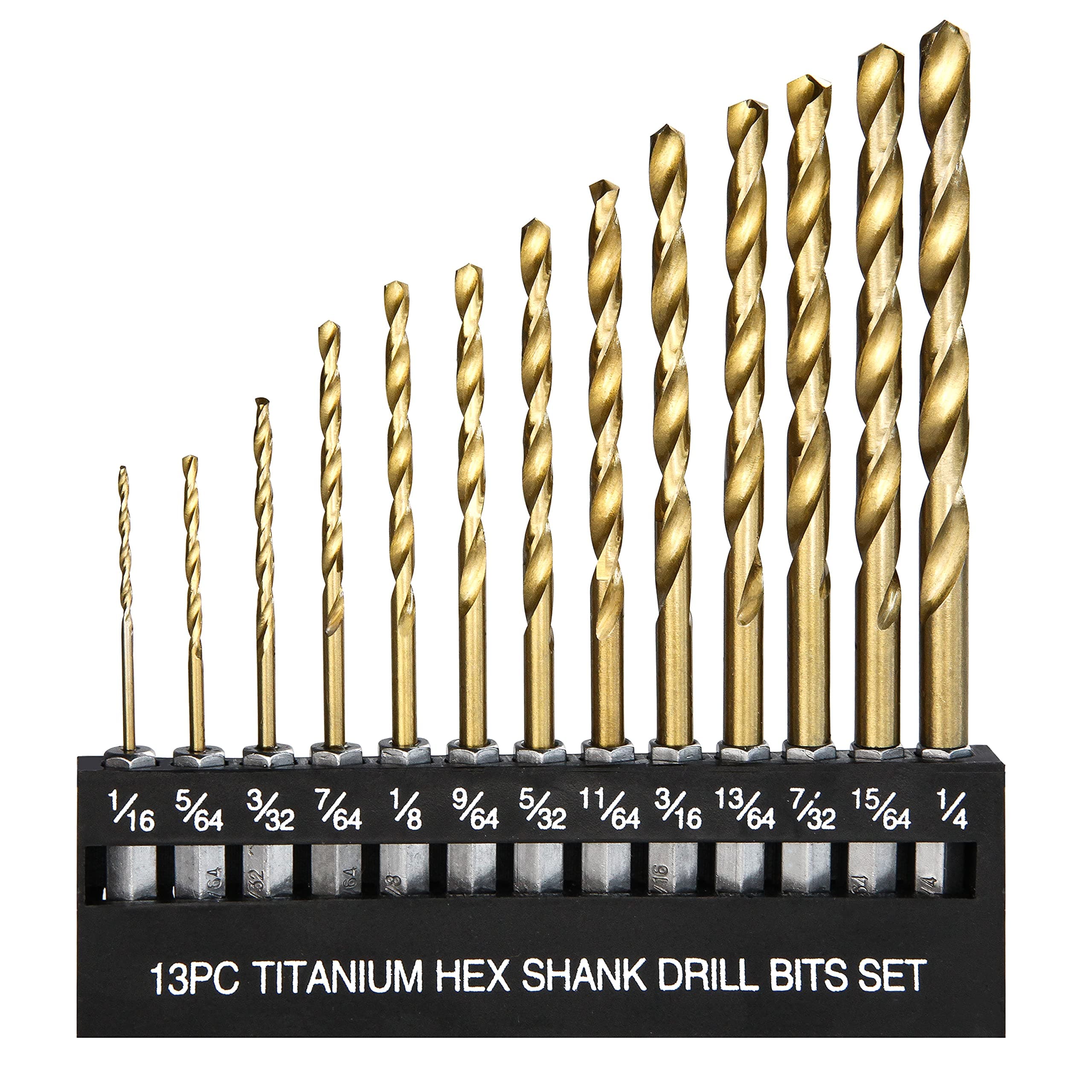 wesleydrillHex Shank Impact Twist Drill Bit Set 13 Pcs 1/16"-1/4" 4241 HSS Quick Change Titanium Drill Bits Set Fit for Steel,Wood, Plastic
