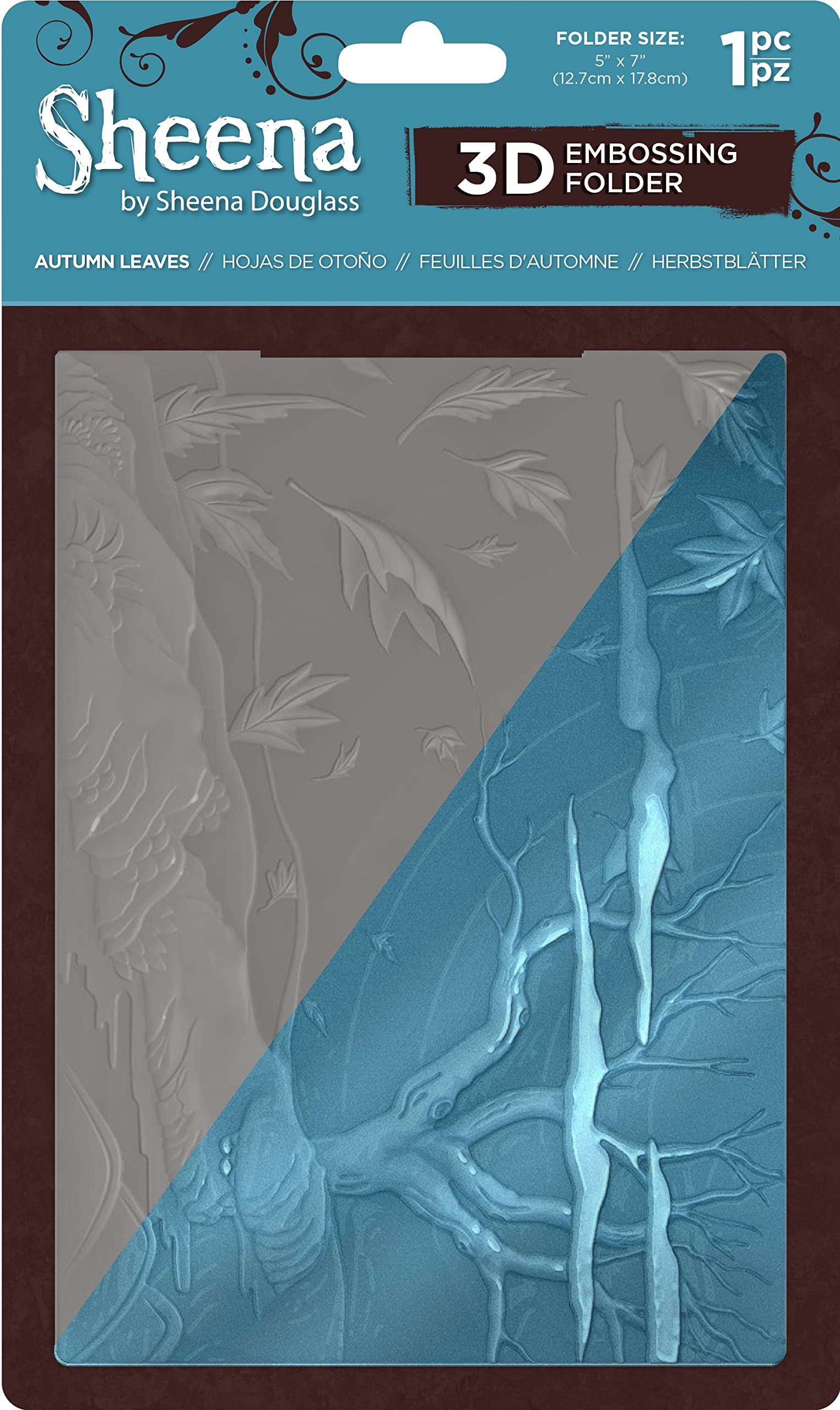 Sheena 5"x7"-Autumn Leaves 3D Embossing Folder, Clear