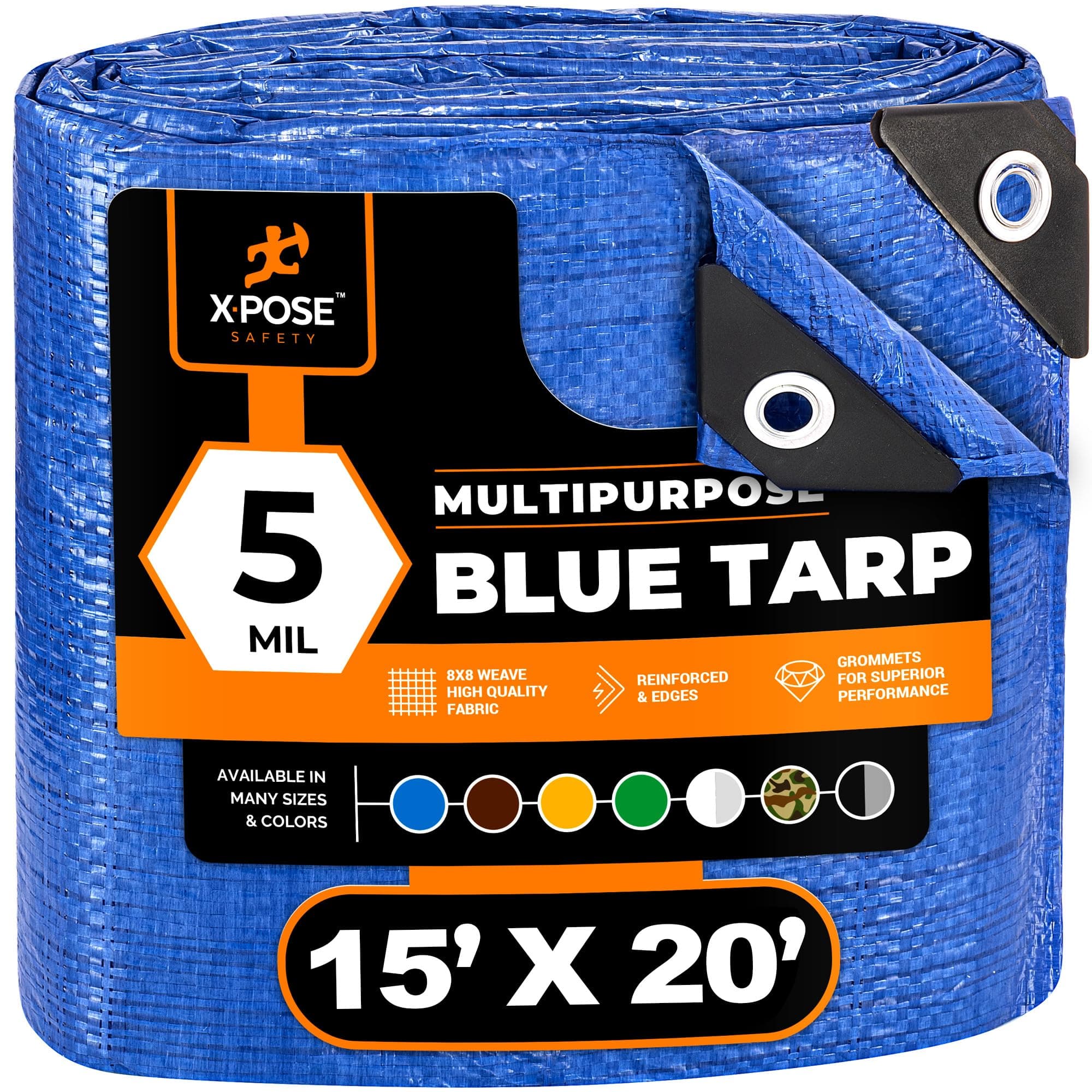 Better Blue Poly Tarp 15' x 20' - Multipurpose Protective Cover - Lightweight, Durable, Waterproof, Weather Proof - 5 Mil Thick Polyethylene - by Xpose Safety