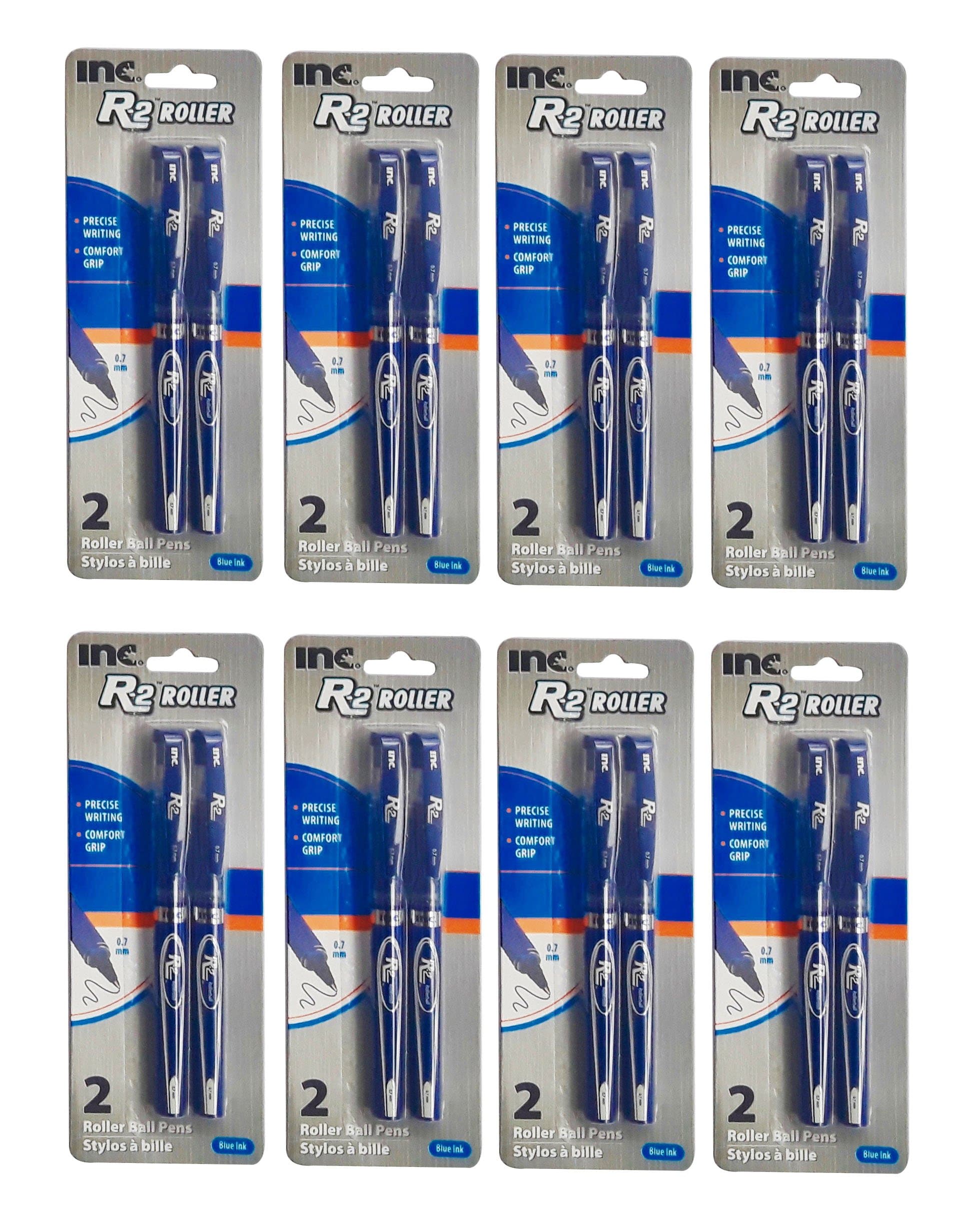 R-2 Roller Ball Pen, 0.7 mm Blue Ink (16 pens total)- 8 Pack