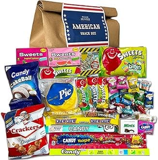 William Hunter American Sweets Gift Bag - Wide Selection Sweet Hamper, Great Value American Sweet Hamper for Children or Adults, Mystery Box of Iconic American Candy