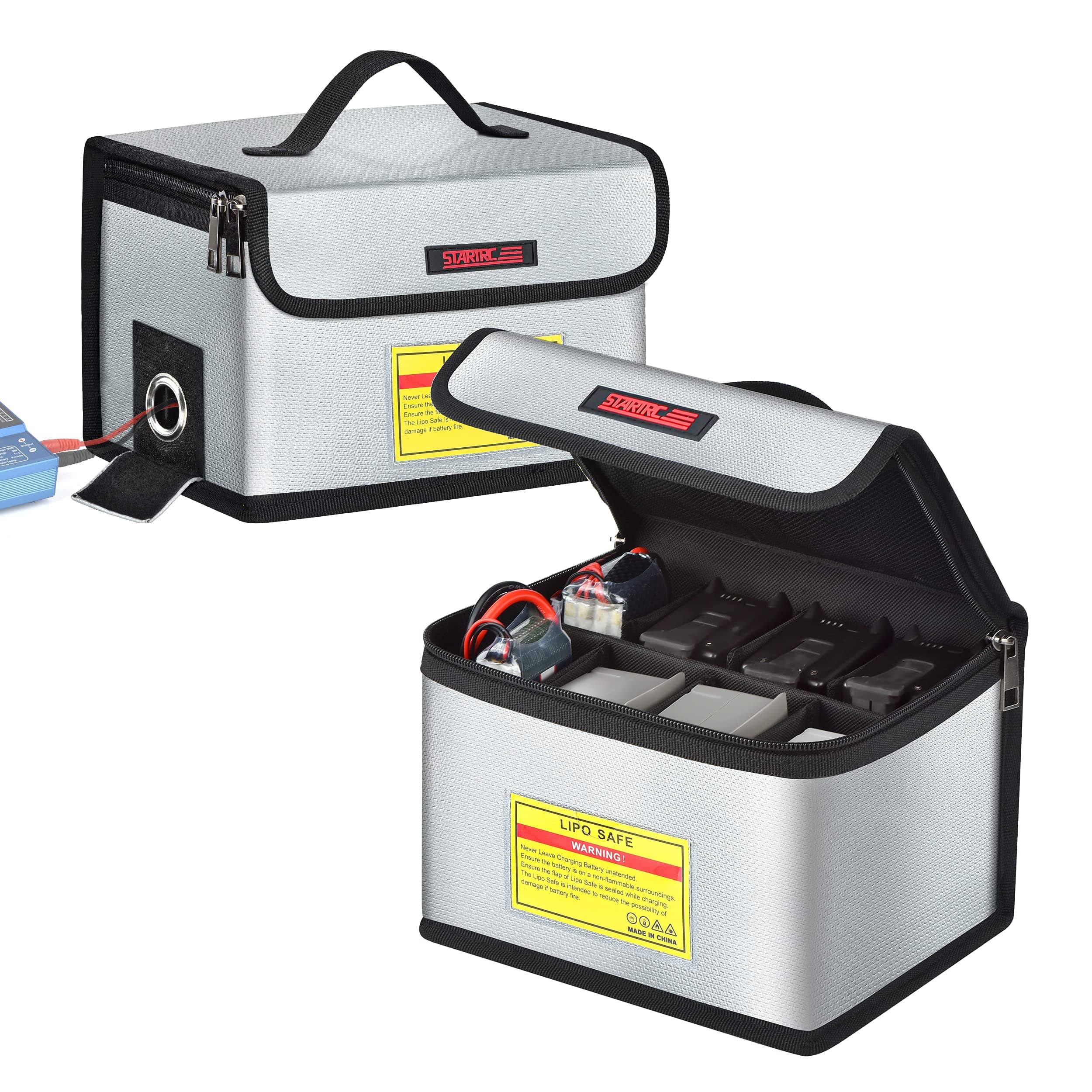 Lipo Battery Bag Fireproof Explosionproof Bag Large Capacity Storage Guard Lipo Safe Pouch for Storage & Charging (21.5 x 15 x 14cm)