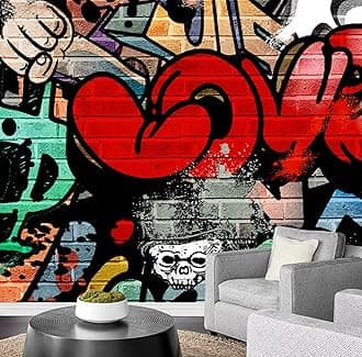 wall26 Removable Wall Sticker/Wall Mural Vibrant Cartoon Typography Spray Paint Graffiti & Street Art Cityscape Digital Art Realism Urban Edgy for Living Room, Bedroom, Office - 66x96 inches