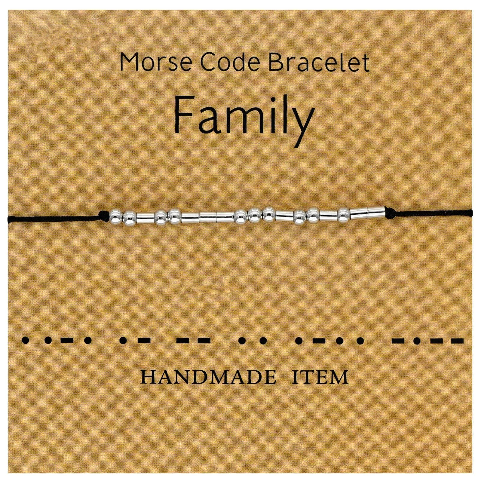 TidefireMorse Code Bracelets for Women Men Secret Message Beads Silk Cord Bangle Friendship Bracelet with Meaning Card