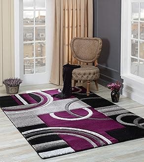 GLORY RUGSArea Rug Modern 8x10 Purple Soft Hand Carved Contemporary Floor Carpet with Premium Fluffy Texture for Indoor Living Dining Room and Bedroom Area