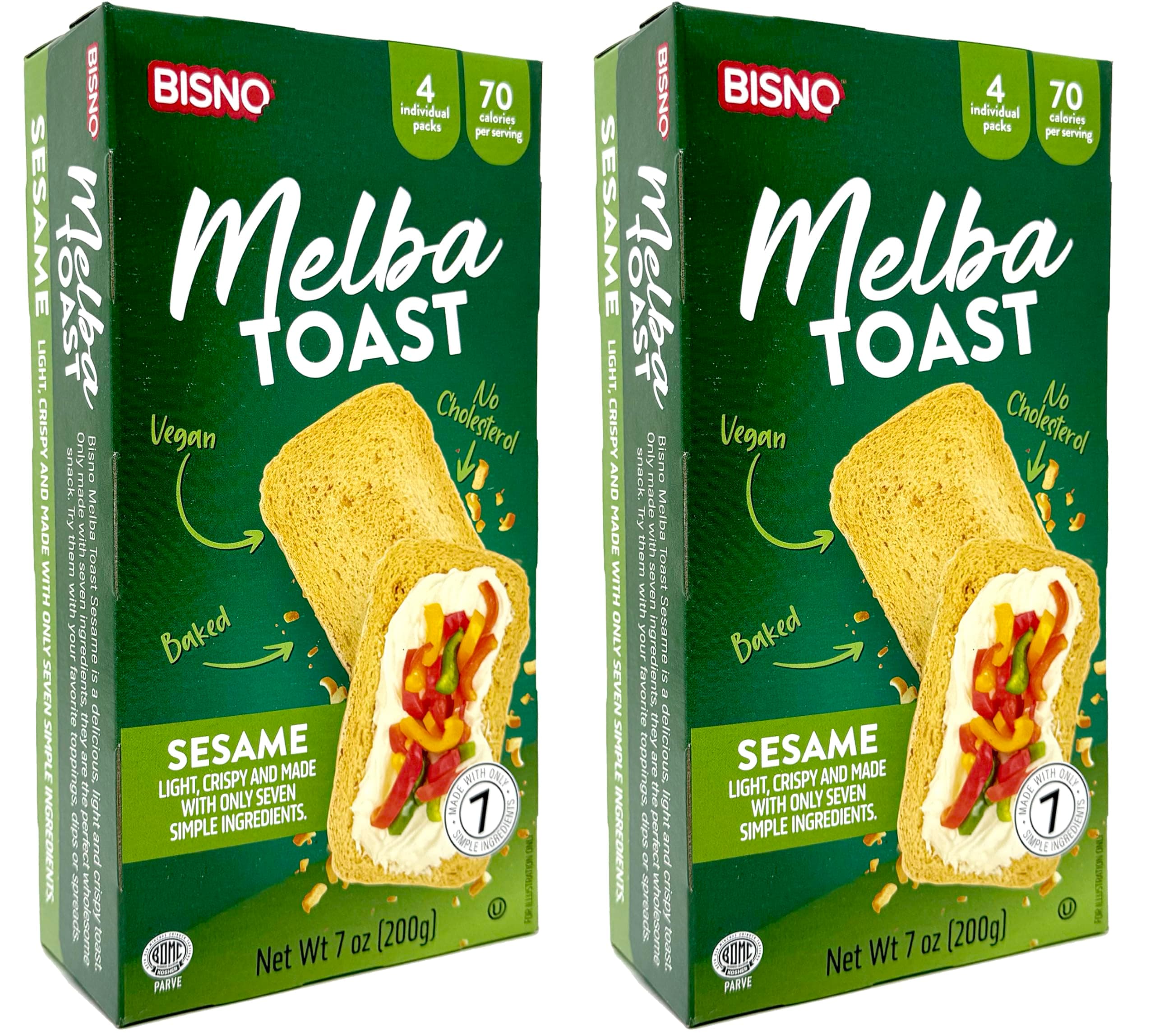 GalilMelba Toast Crackers – Thin and Crispy Mini Toasts 7 Ounce, Vegan, Kosher Baked Mini Toast (Sesame, Pack of 2)