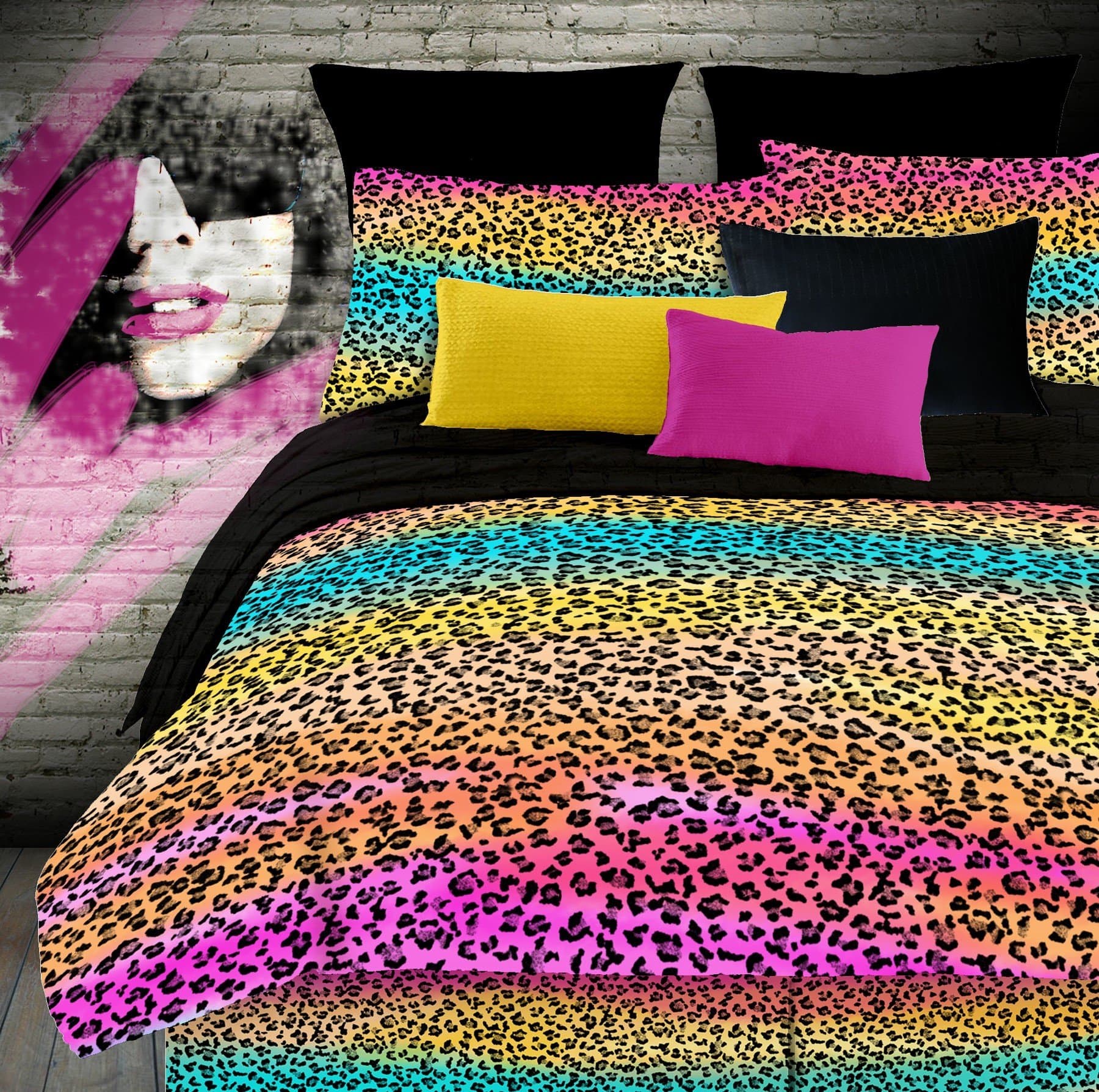Rainbow Leopard Colorful Queen Comforter & Sheets (8 Piece Bed In A Bag)