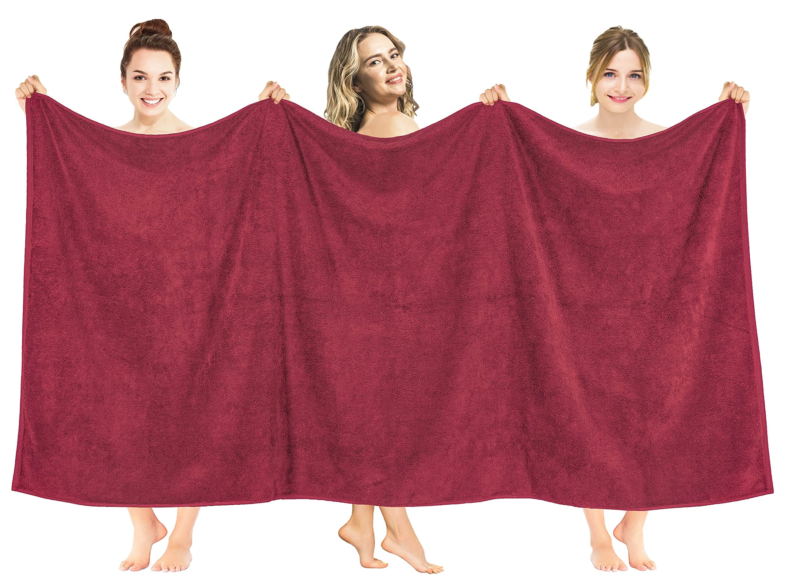 American Soft Linen 100% Cotton 600 GSM Turkish 40x80 Oversized Bath Towel Sheet, Extra Large Adult Towels for Bathroom, Bordeaux Red Bath Sheet