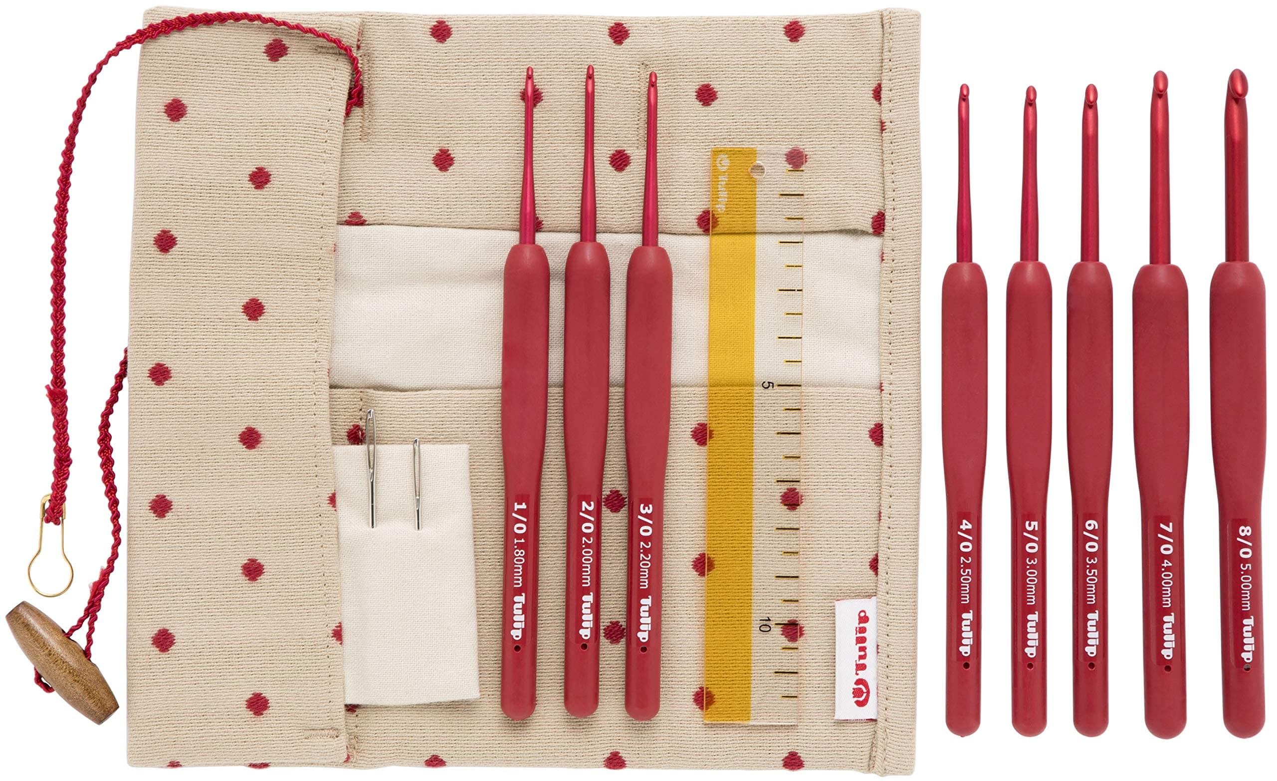 TULIP Etimo Red Softgrip Crochet Hook Set - 8 Piece, Red, Metal & Rubber Handle