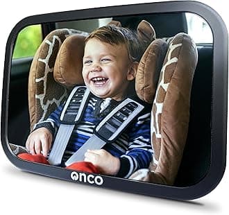 Onco Baby Rear View Mirror - 100% Unbreakable Material Child Seat Mirror - Best Travel Invention 2023 Award Winner - Child Seat Mirror - Baby Shower Gift