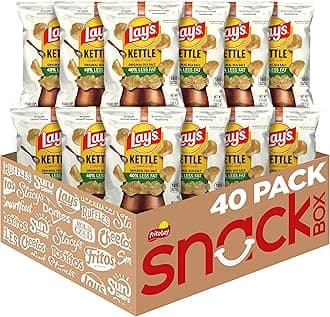 Lay's Kettle Cooked Potato Chips, 40% Less Fat Original, 1.375 Ounce (Pack of 64)