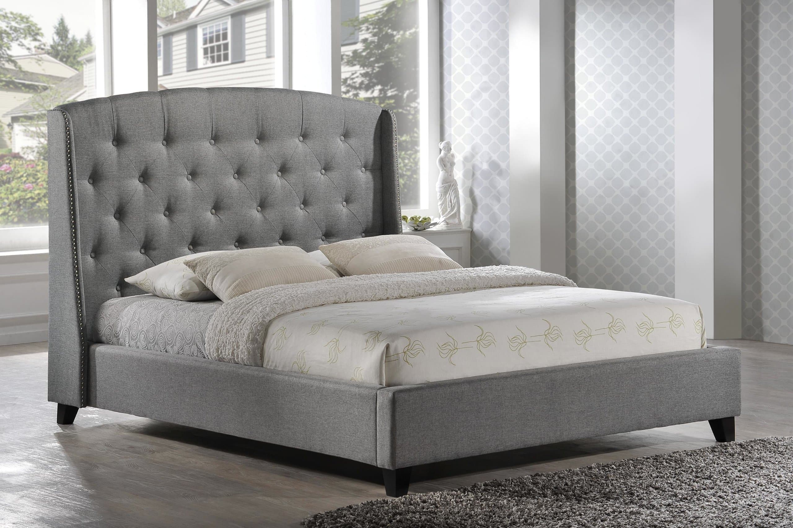 LuXeo Laguna Tufted Upholstered Platform Bed, Grey, King