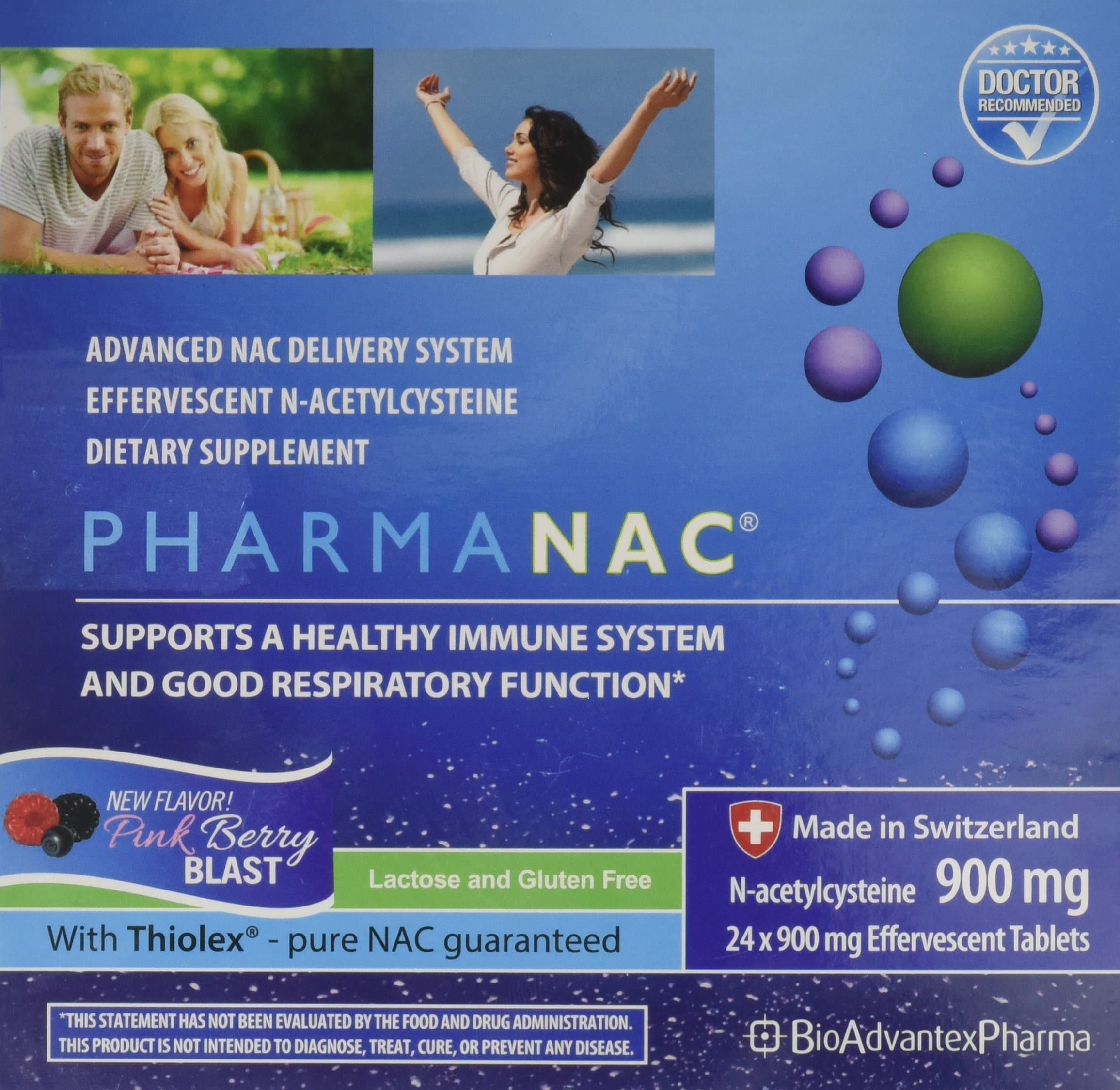 900mg Pink Berry Blast (24 effervescent Tablets) BioAdvantex Pharma Highest Quality NAC Best N-acetylcysteine