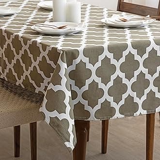 HOMEMONDE Table Cloth for 6 Seater Dining Table - Boho Printed 45 x 92 Inches Center Table Cover, Rectangular Table Cloth - (Grey, 114 x 233 CM)