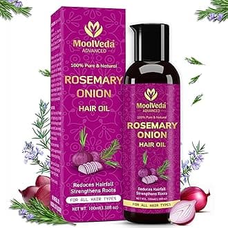 100% Pure & Natural Rosemary Onion Hair Oil, 100ml, Reduces Hairfall, Strengthens Roots, For All Hair Types, 100ml