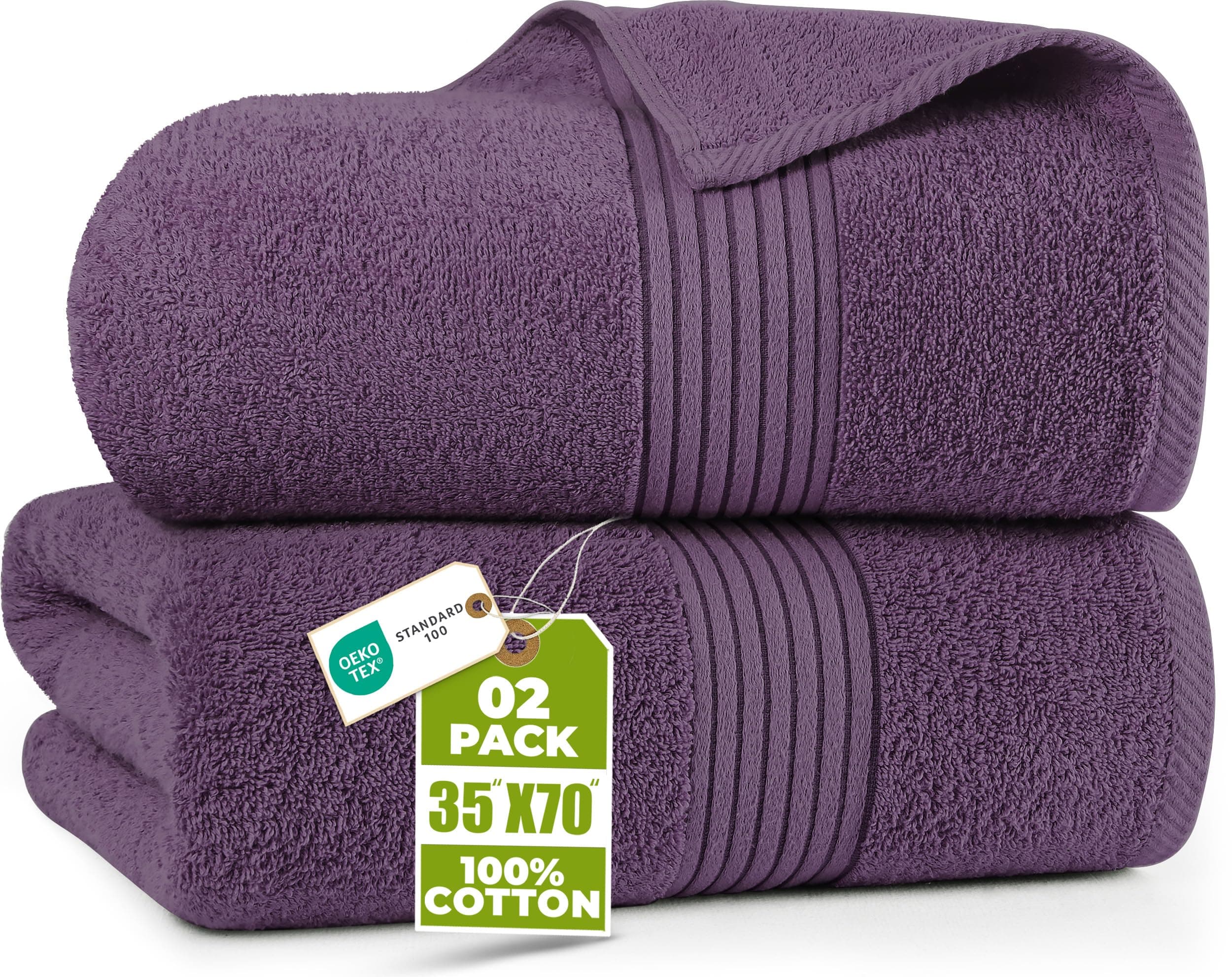 Utopia Towels - Premium Jumbo Bath Sheet 2 Pack - 100% Cotton Highly Absorbent and Quick Dry Extra Large Bath Towel - Super Soft Hotel Quality Towel (35 x 70 Inches, Plum)