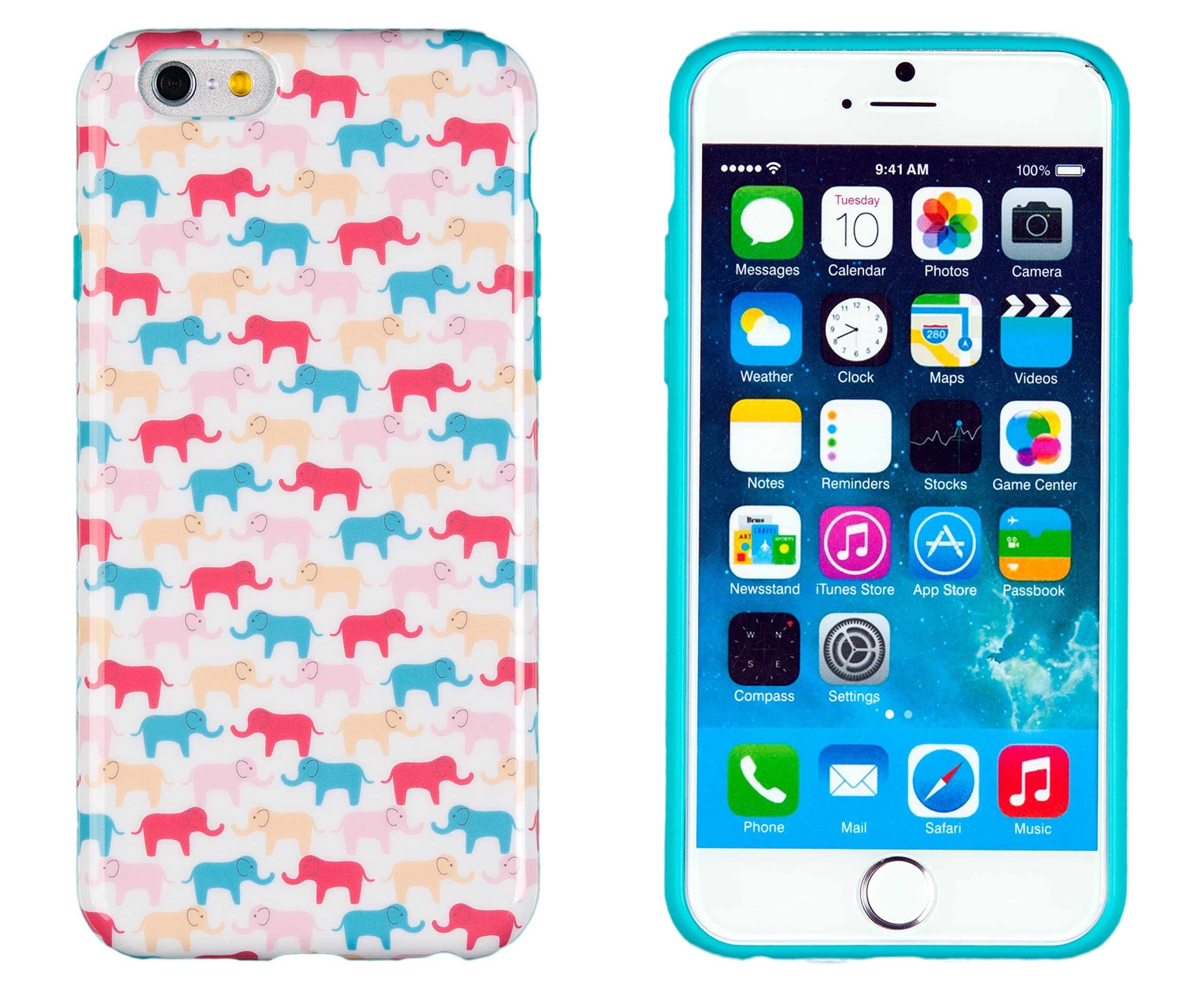 iPhone 6 Plus + Case, DandyCase Perfect Pattern *No Chip/No Peel* Flexible Slim TPU Case Cover for Apple iPhone 6 Plus (5.5" Screen) [Colorful Elephants]