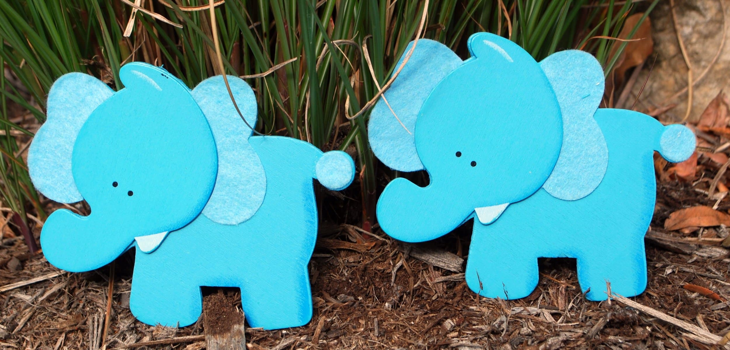 Felted Blue Elephant Quilt Clips - Set/2