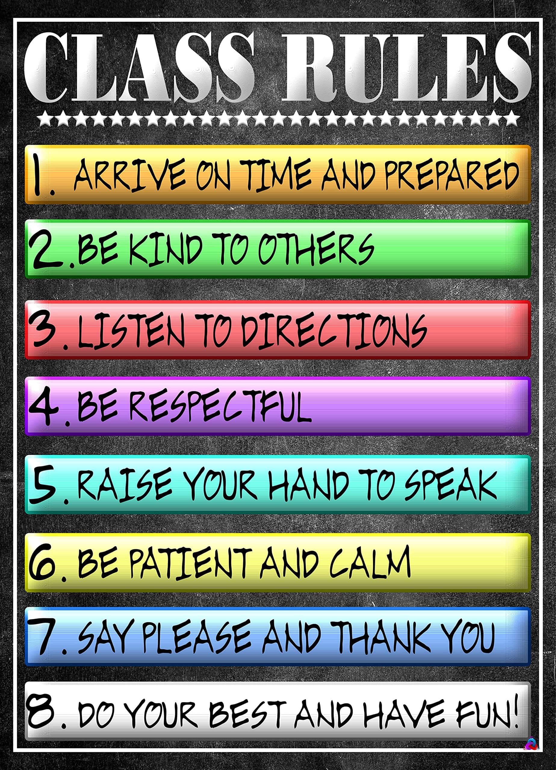Class Rules Poster Laminated Size 14x19.5 in. Back To School Classroom Decorations Educational Posters Teacher Supplies for Preschool Kindergarten Elementary Virtual Learning Homeschool (14x20)