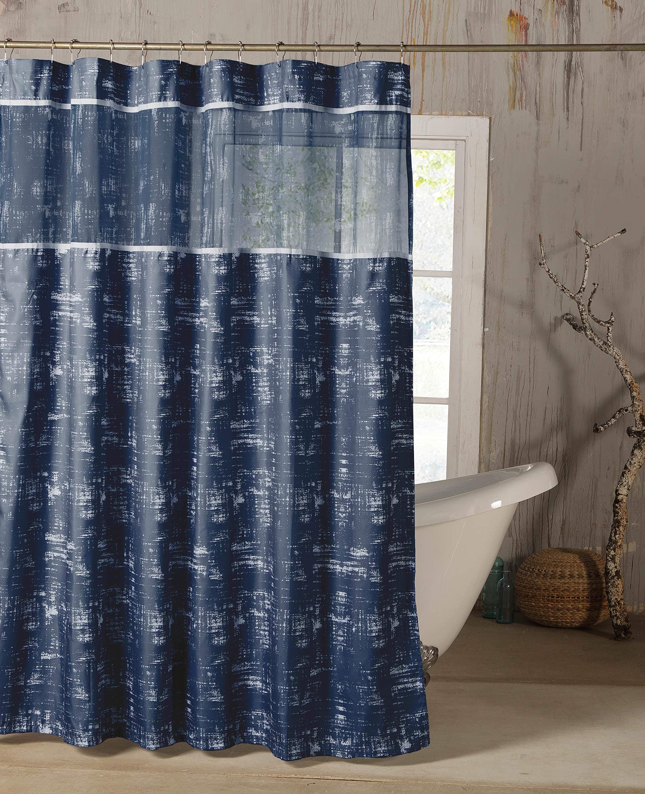 Duck River TextileShower Curtain, polyester, Navy Blue, 72x72