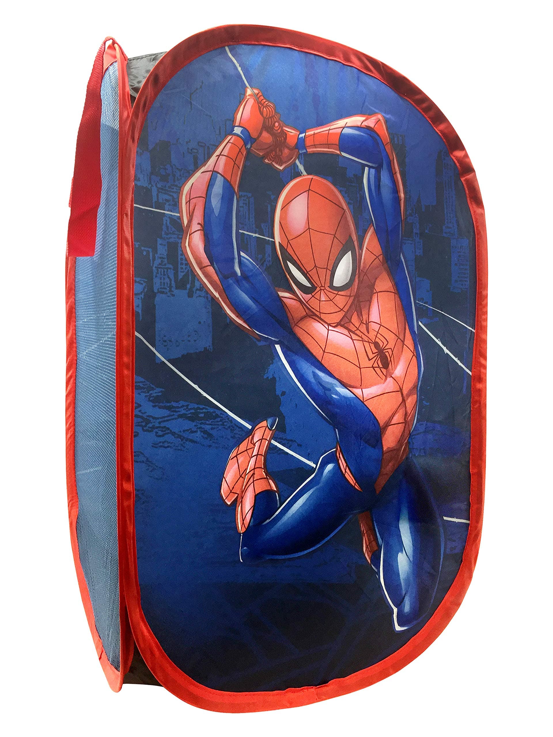 Jay Franco Marvel Spiderman Web Sling Pop Up Hamper - Mesh Laundry Basket/Bag with Durable Handles, 22" x 14"