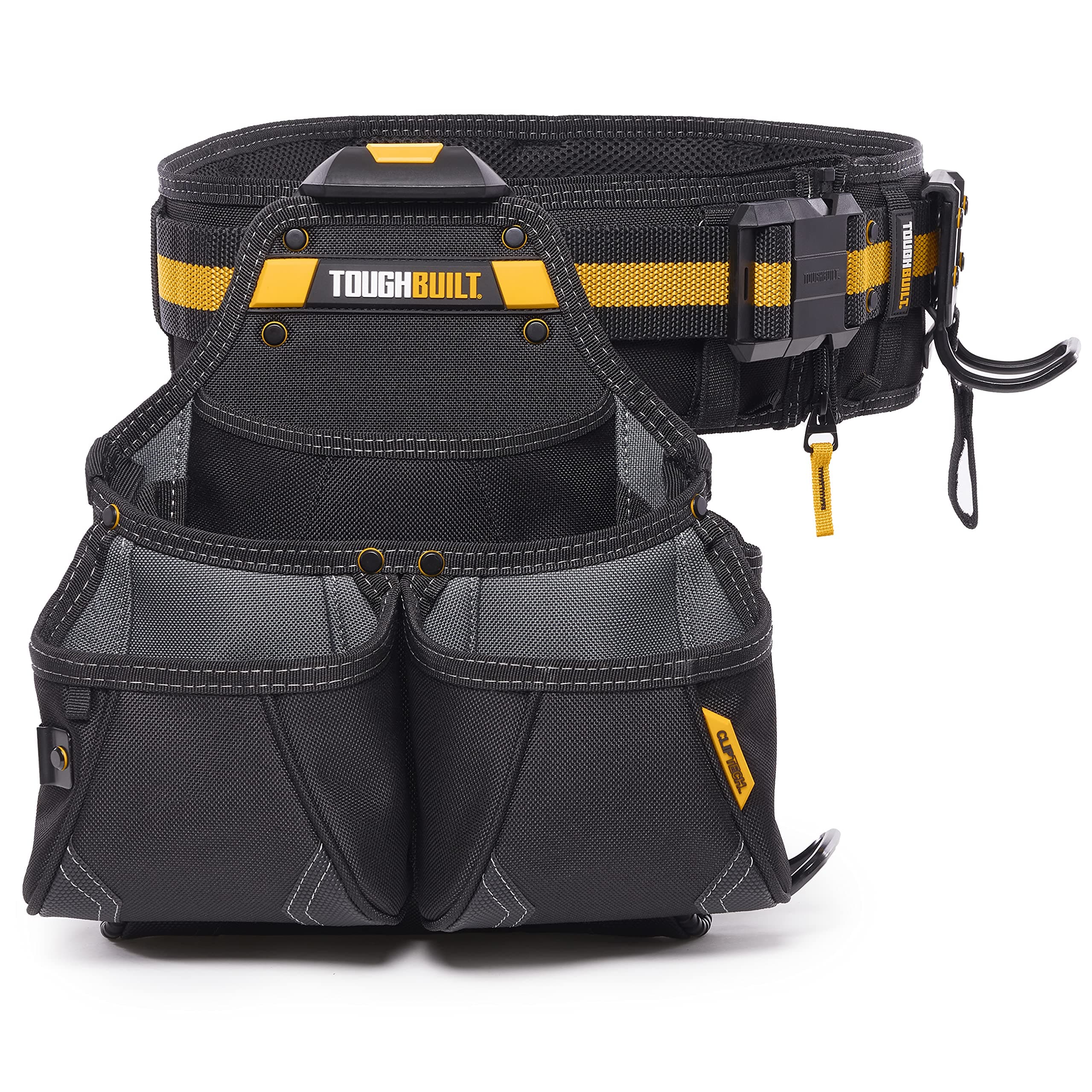 ToughBuilt ClipTech Series – 3-Piece Pro Framer Tool Belt Set, ClipTech™ Modular System with 2 Professional Pouches and Padded Belt, 1680D Heavy-Duty Construction (TB-CT-102-3P)