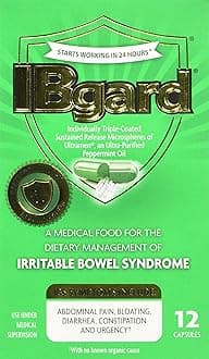 IBgardfor Irritable Bowel Syndrome (IBS) Relief Bloating Gas 12 Capsules Small Box 90mg Ultra Purified Peppermint Oil Good for First Timers