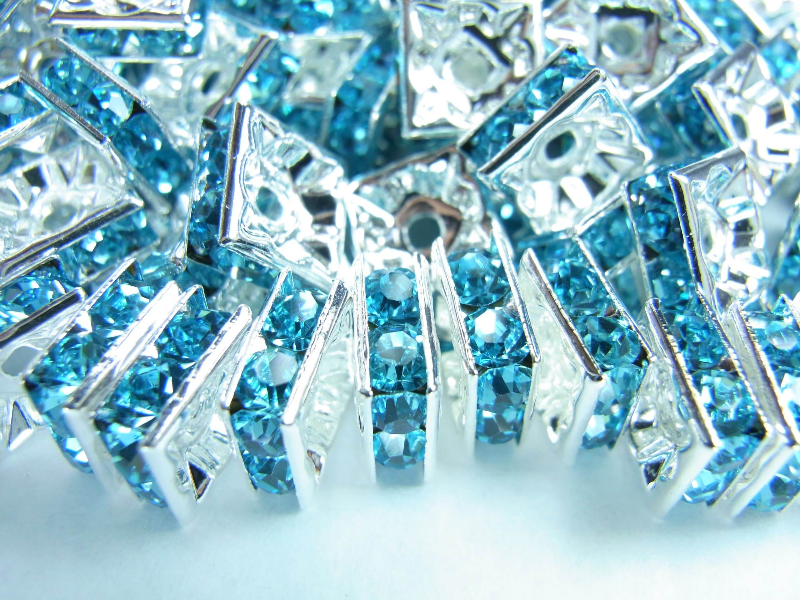 Rondell Square [silver frame aqua blue] [6mm] about 100 pieces (japan import)