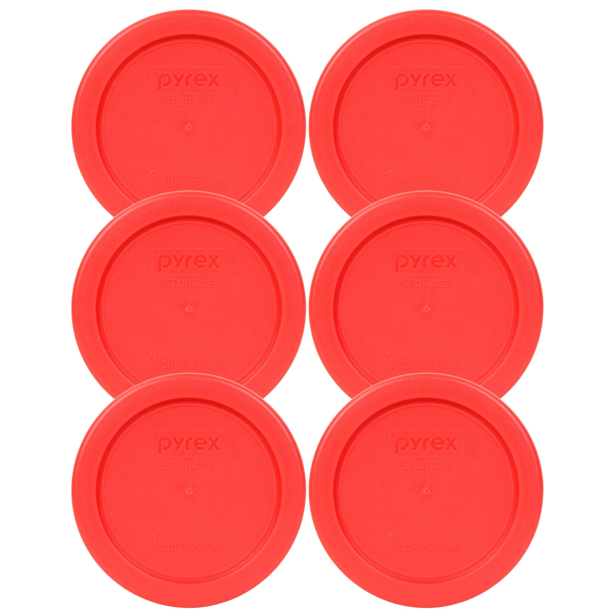 Pyrex 7202-PC 1 Cup Red Food Storage Replacement Lid (6-Pack) - Made in the USA