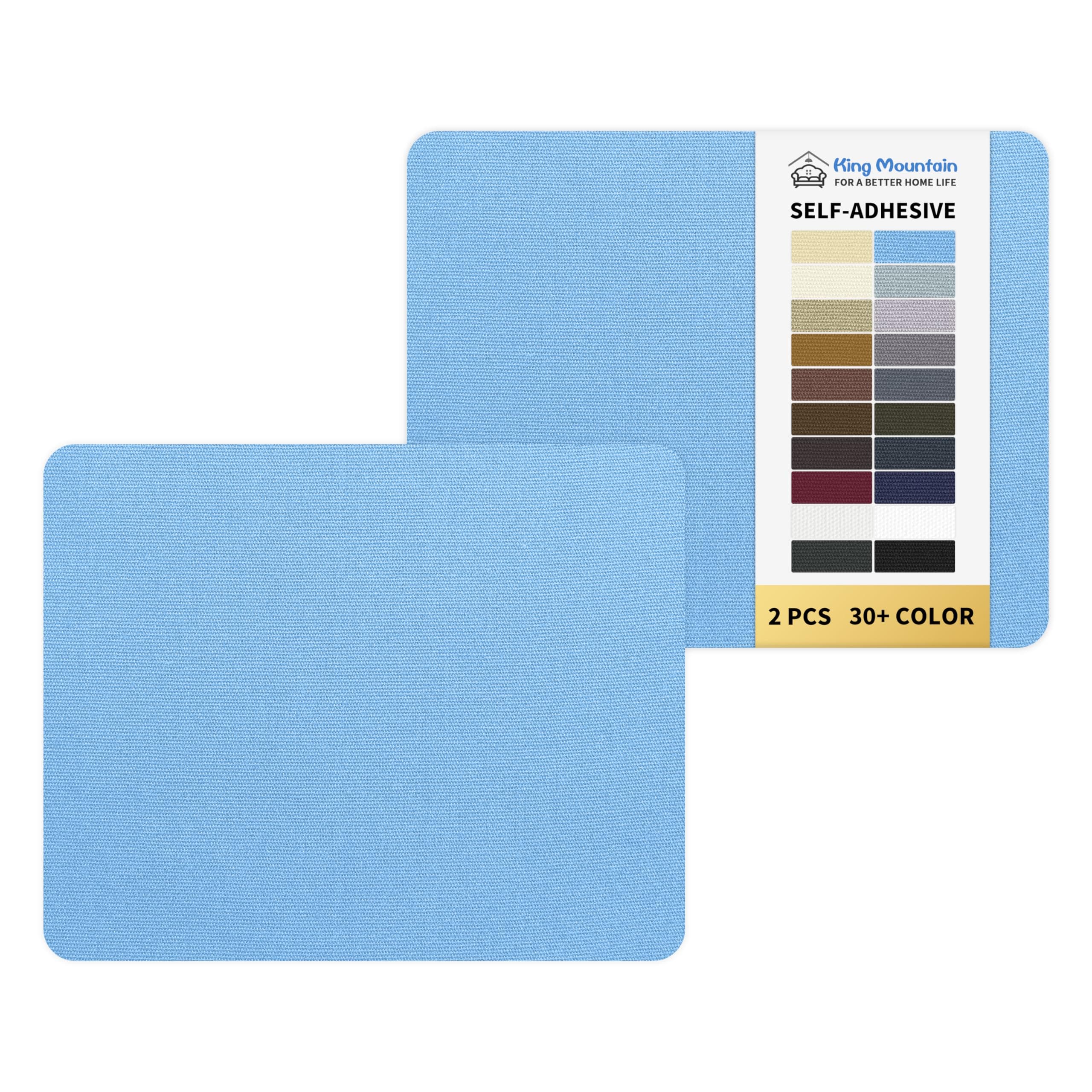 KING MOUNTAIN Canvas Repair Patch 9 x11 Inch 2 Pcs Self-Adhesive Waterproof Fabric Patch for Sofas, Tents, Furniture,Tote Bags, Car Seats (Blue)