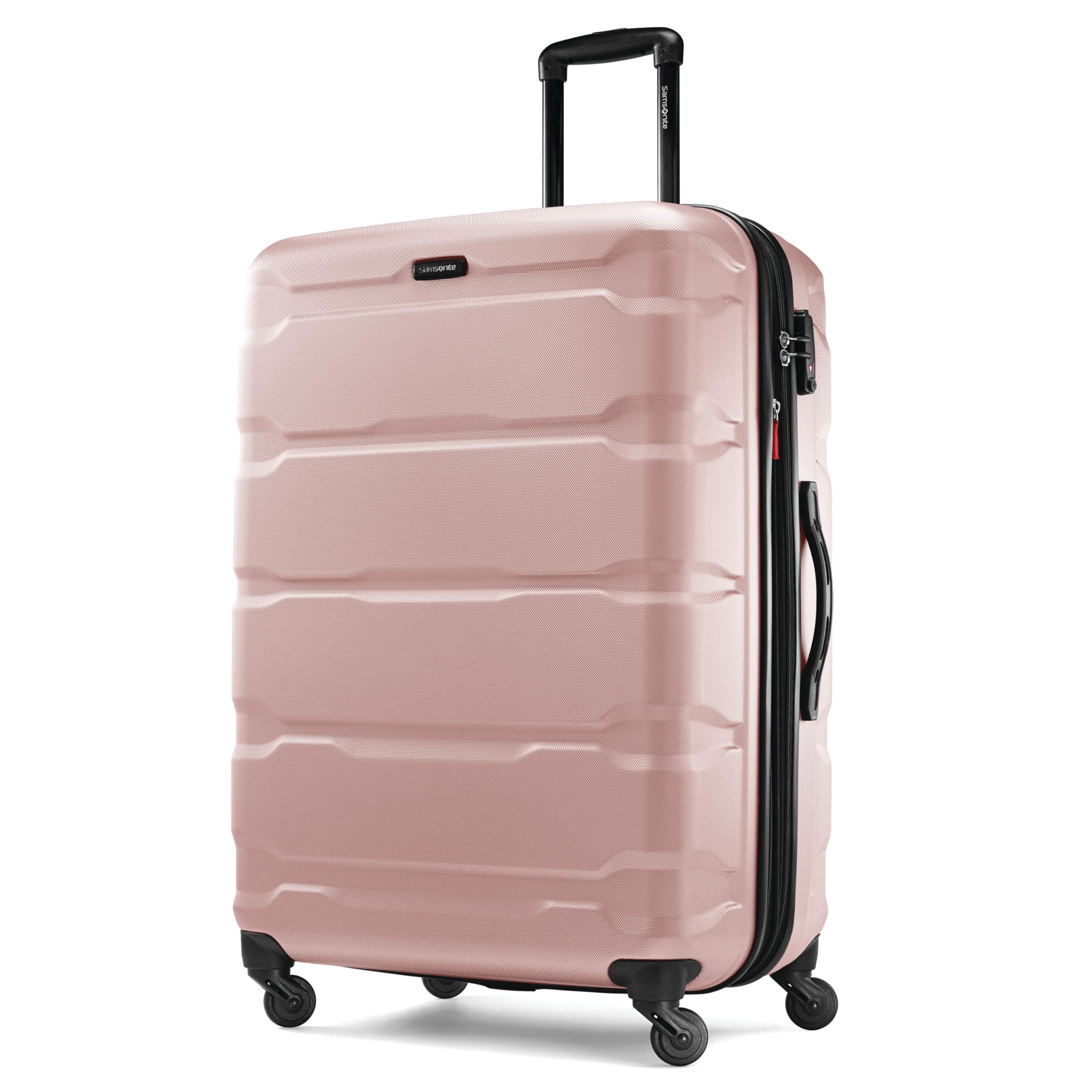 Samsonite Omni PC Hardside Expandable Luggage with Spinner Wheels, Checked-Large 28-Inch, Pink