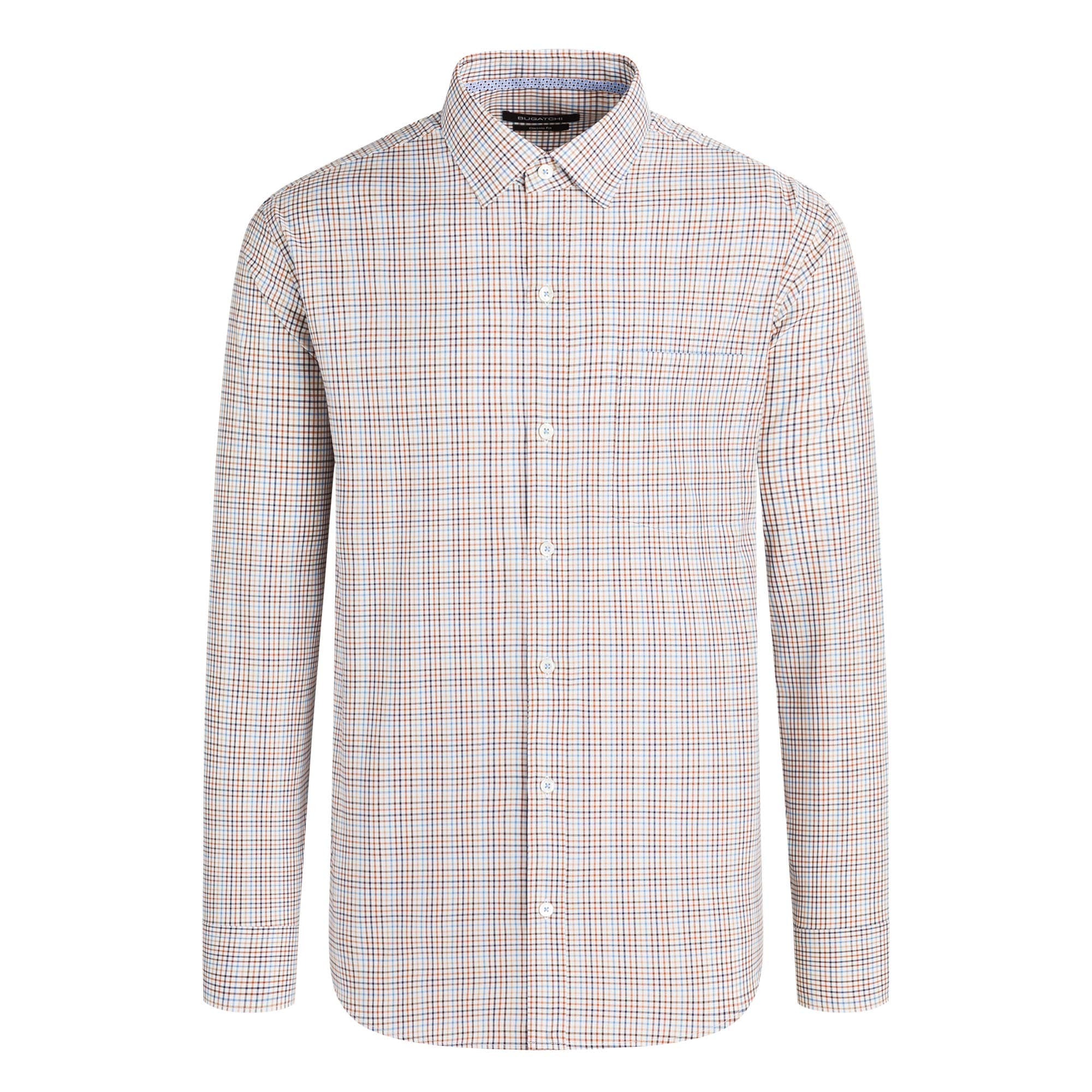 Bugatchi Men's Long Sleeve Small Point Collar Classic Woven