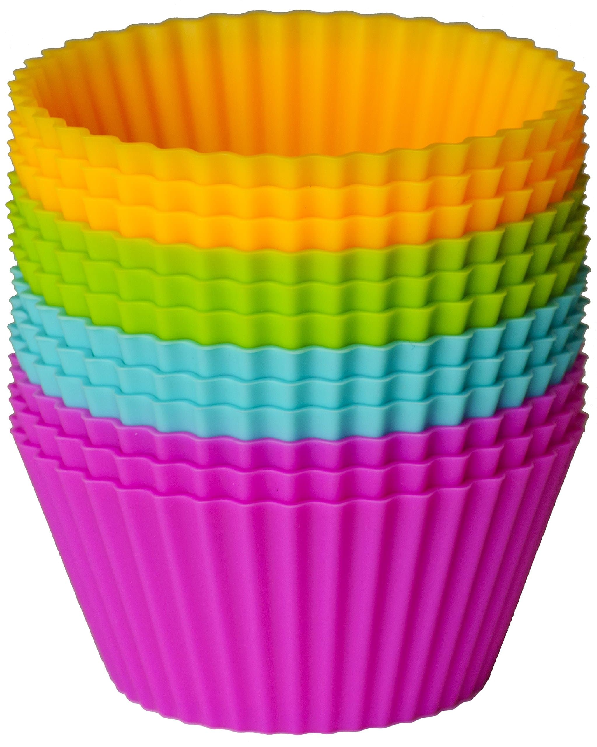 Pantry Elements Silicone Baking Cups, Island Collection - 12 Tropical Cupcake Liners in a Container