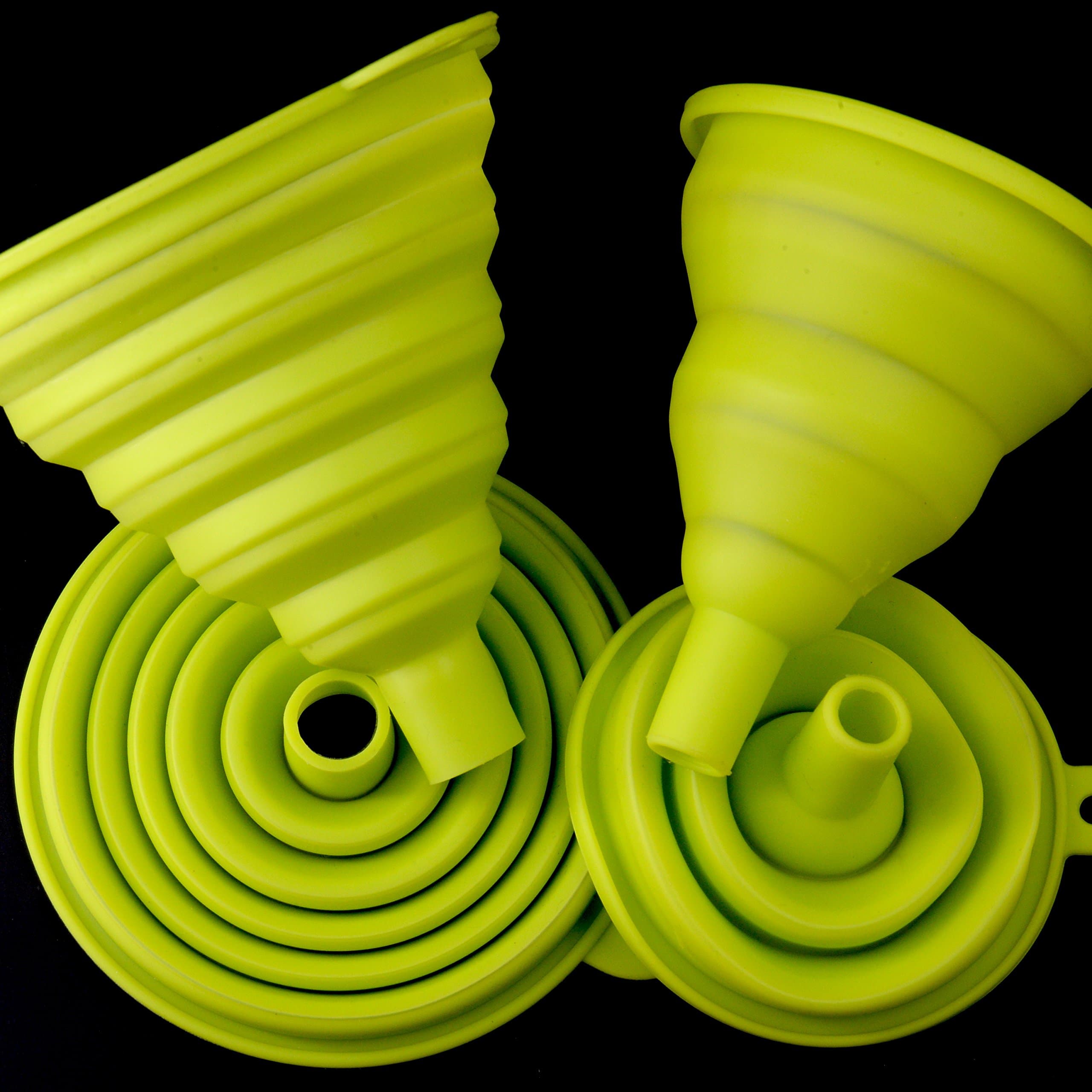 REBEL METTLE Funnel Kit [ON-The-GO] Portable/Collapsable [2-Pack] for Easy in-Car/Truck - Medium (1), Small (1) Refill Fluids with Ease - for Engine Oil, Camping, Water Bottles, etc.