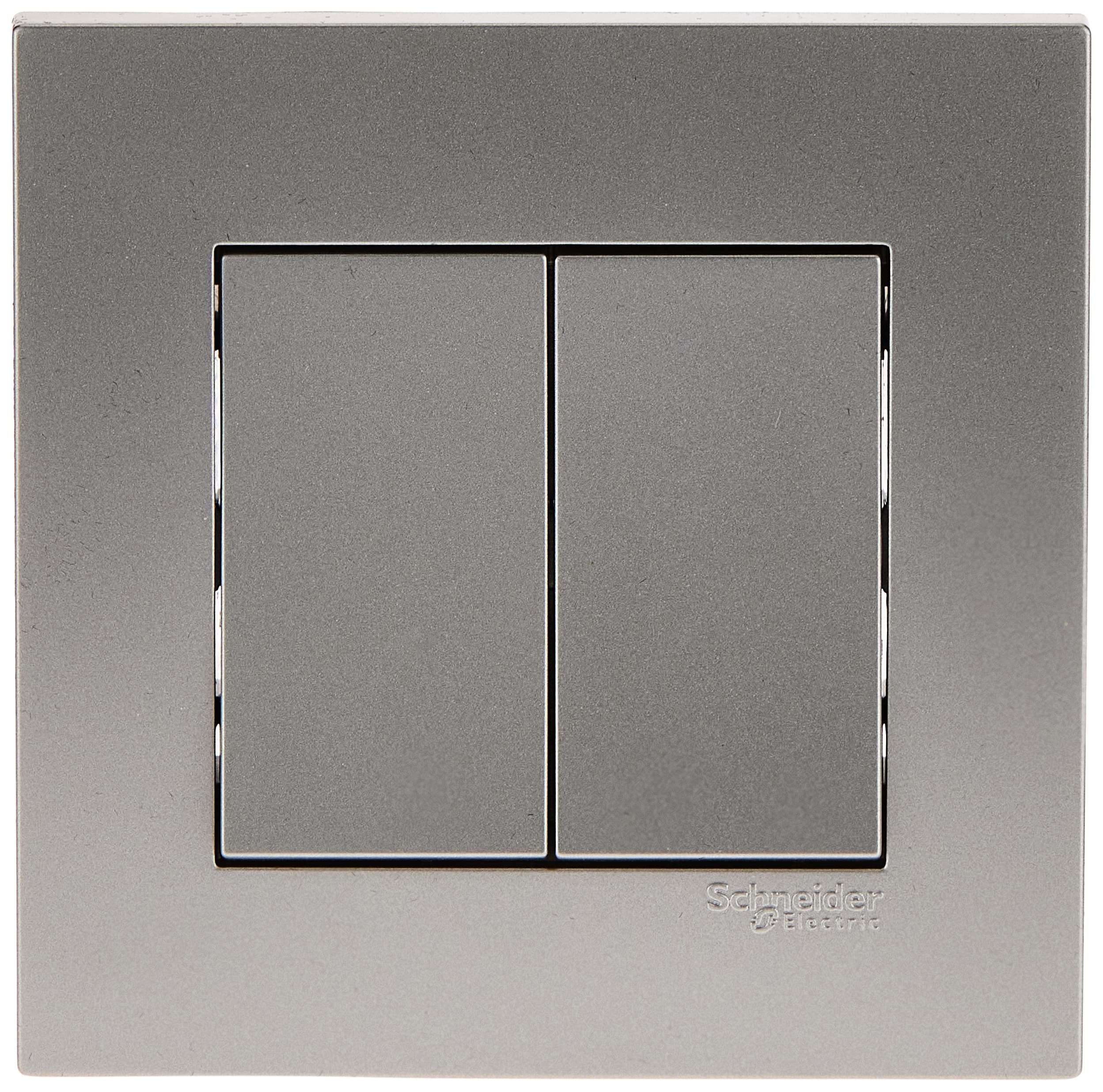 KB32R_1_AS Vivace Silver - 1-way plate switch 2 gang - 16AX - Silver