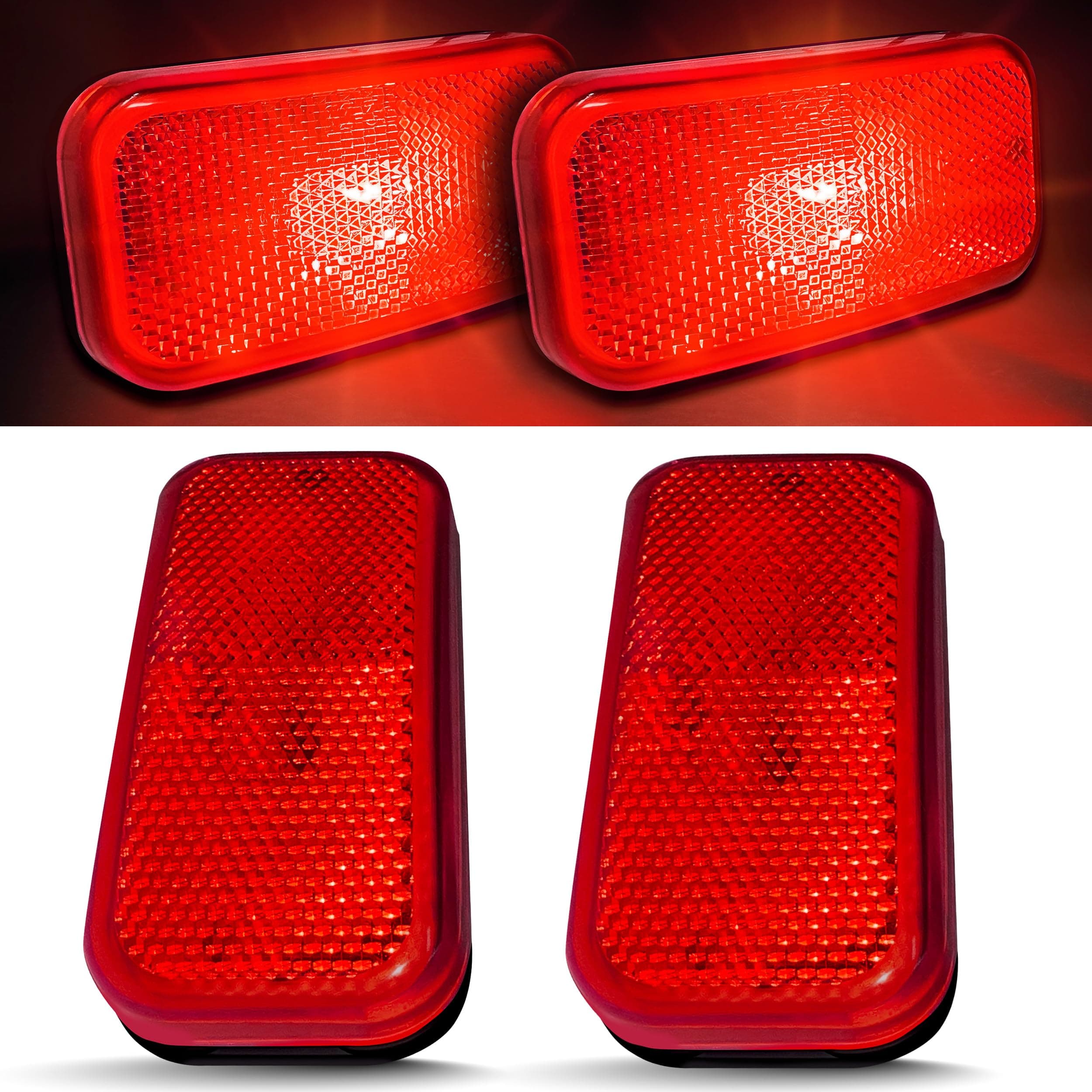 Command ElectronicsOEM 12V Modern Incandescent RV & Trailer Clearance Light – Made in USA – Red, Black Base – 2-Pack