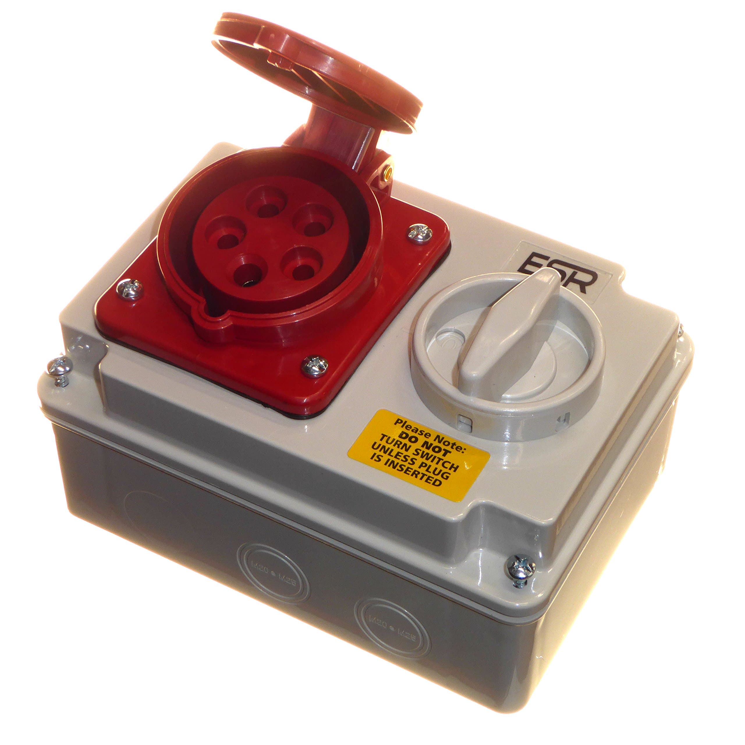 16 Amp 415V 5 Pin Interlock Socket Switched 3P+N+E 3 Phase Red
