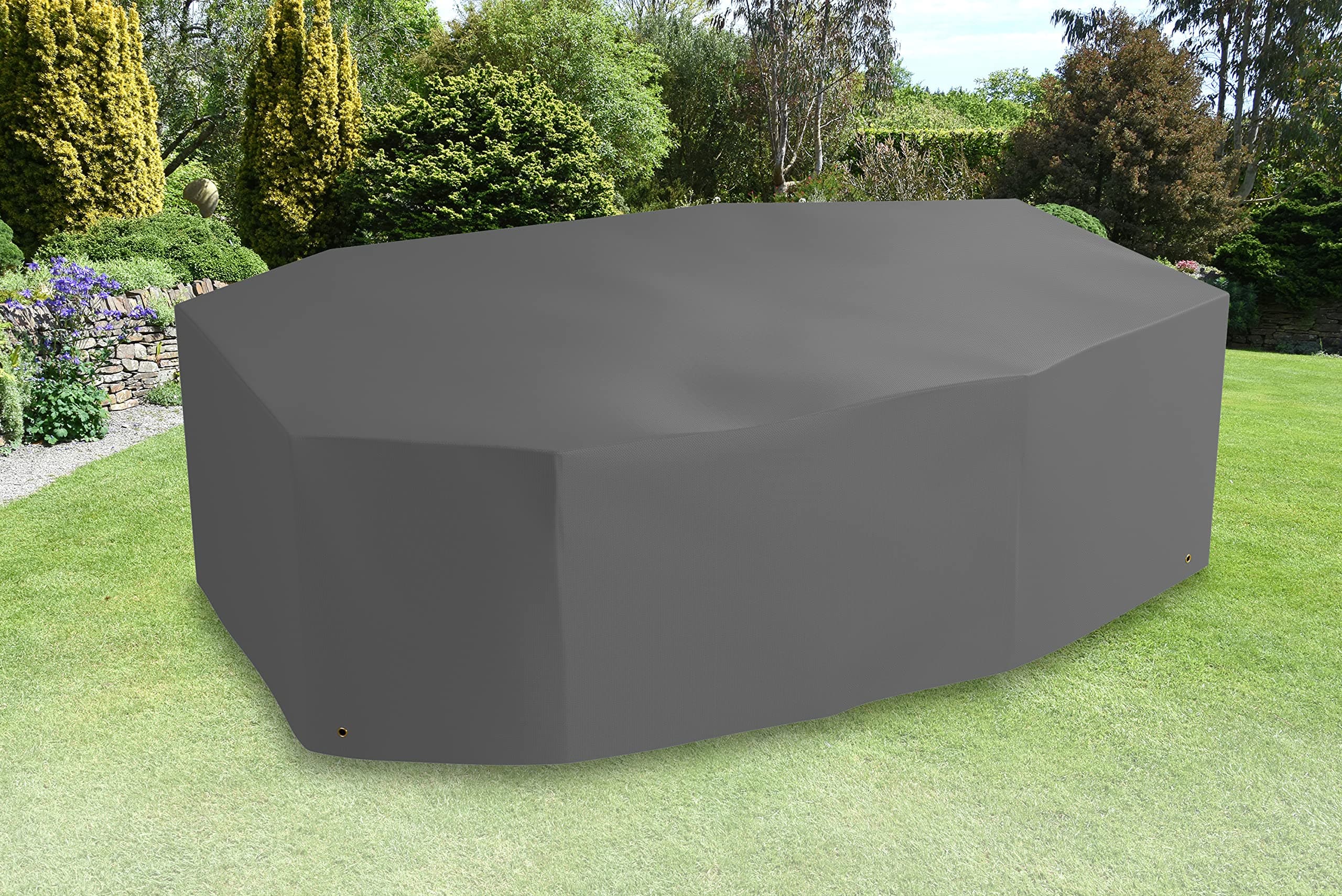 Bosmere Protector 6000 | Rectangular Garden Table + Chairs Cover | L 295cm W 203cm H 90cm | 100% Waterproof, UV Protected, Heavy Duty 600D | 6 Year Guarantee | U535,Gray