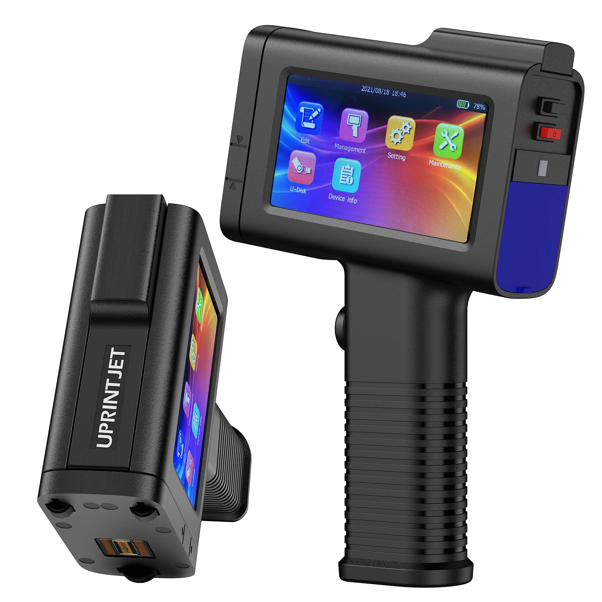 Handheld Inkjet Printer BT-HH6105B2 with Photoelectric Sensor Inkjet Coder Quick-Drying Ink for Barcode QRcode Batch Number Logo Date Printing Machine Handheld Printer for Any Surface