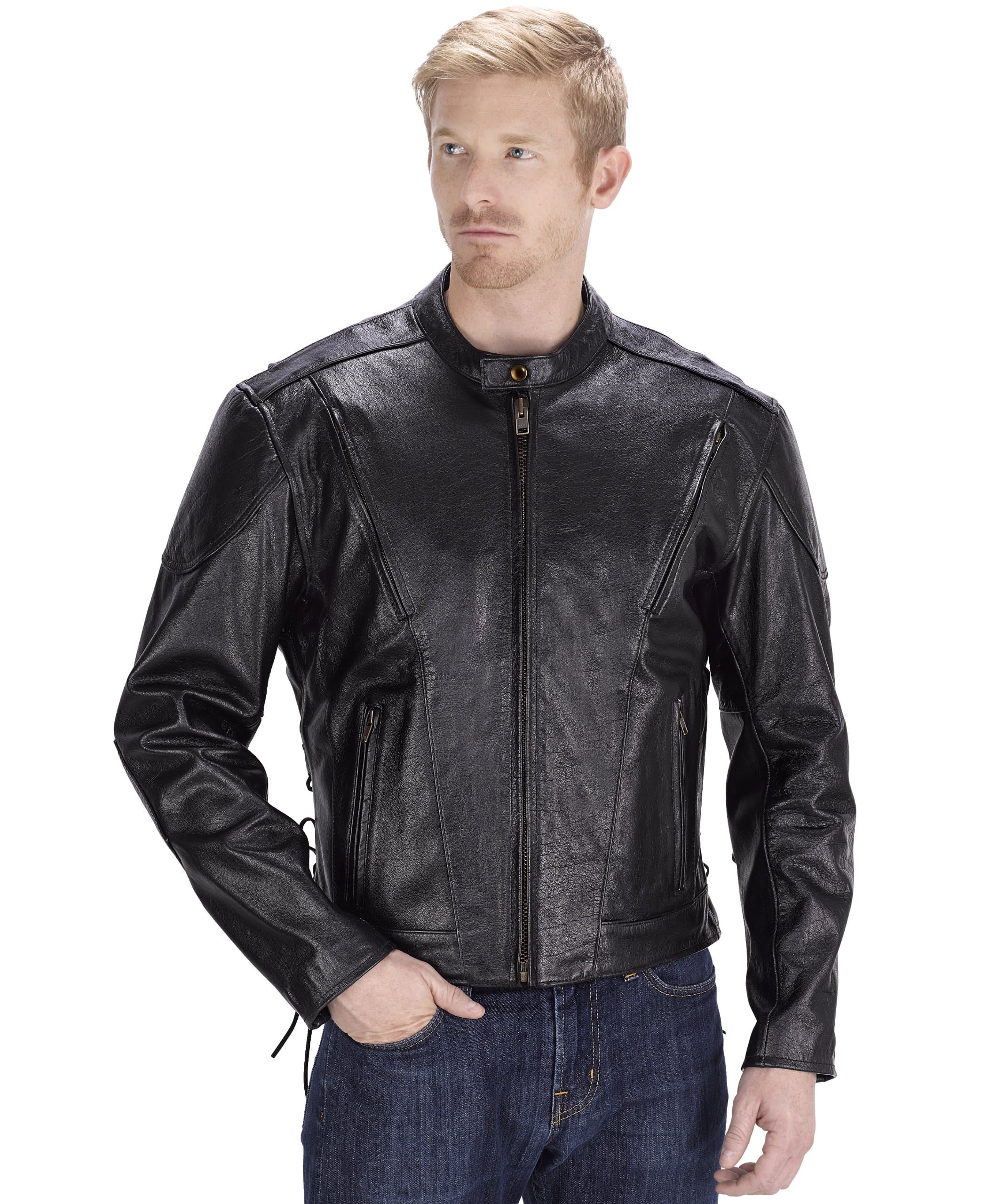 Viking Cycle Warrior Leather Motorcycle Jacket for Men (M)
